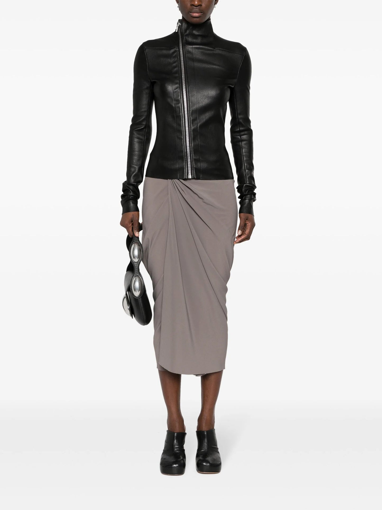 zipped leather jacket