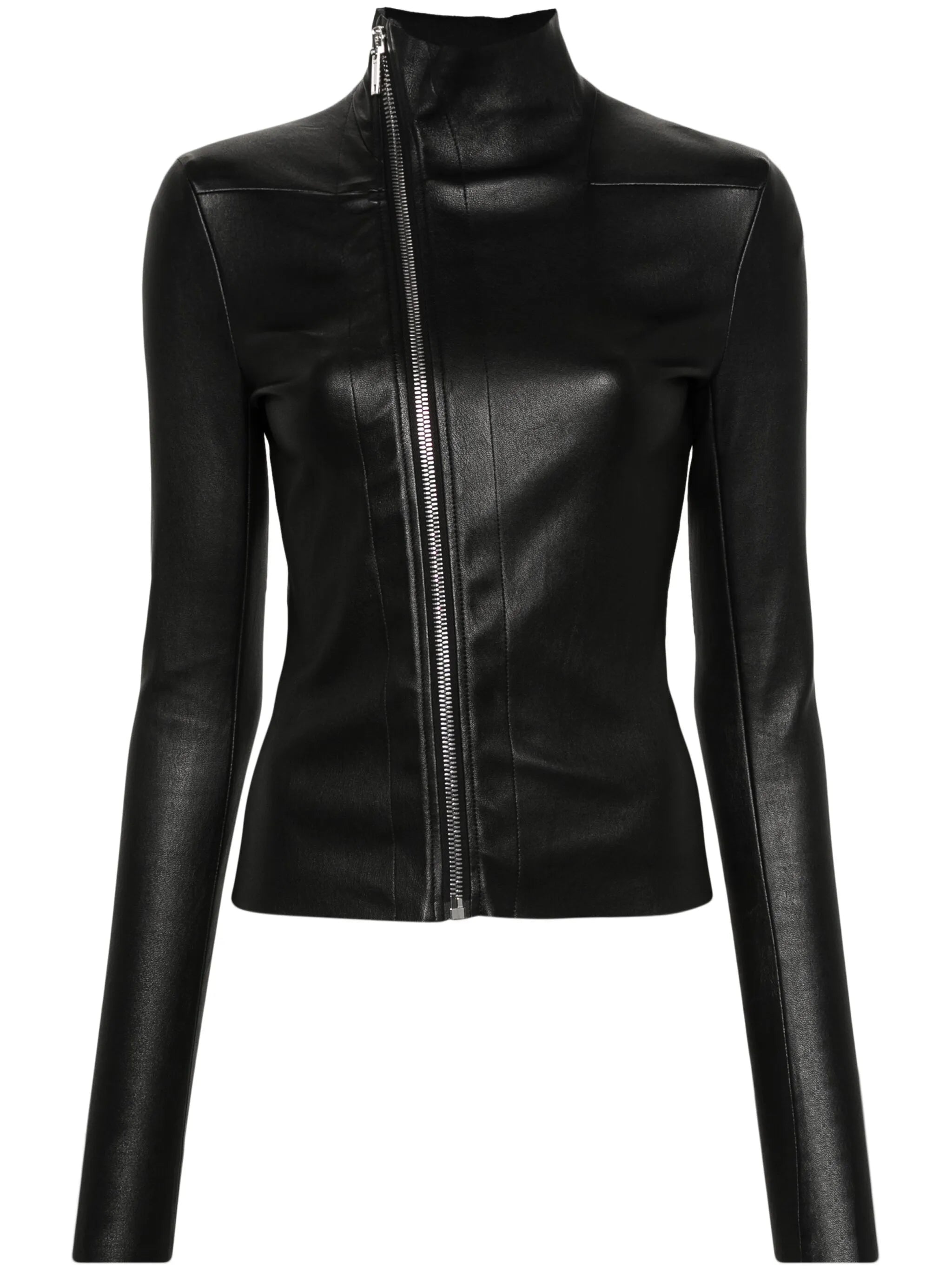 zipped leather jacket