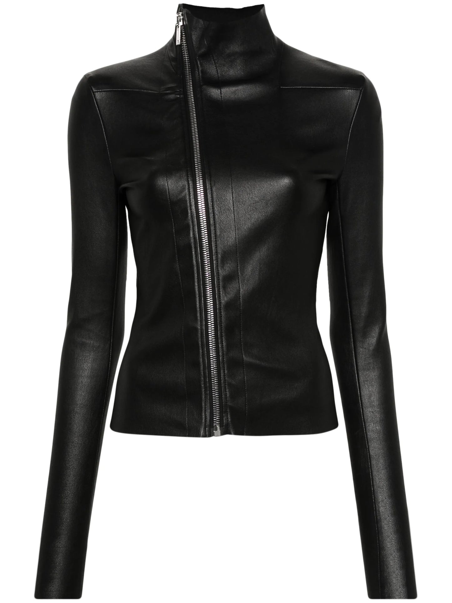zipped leather jacket