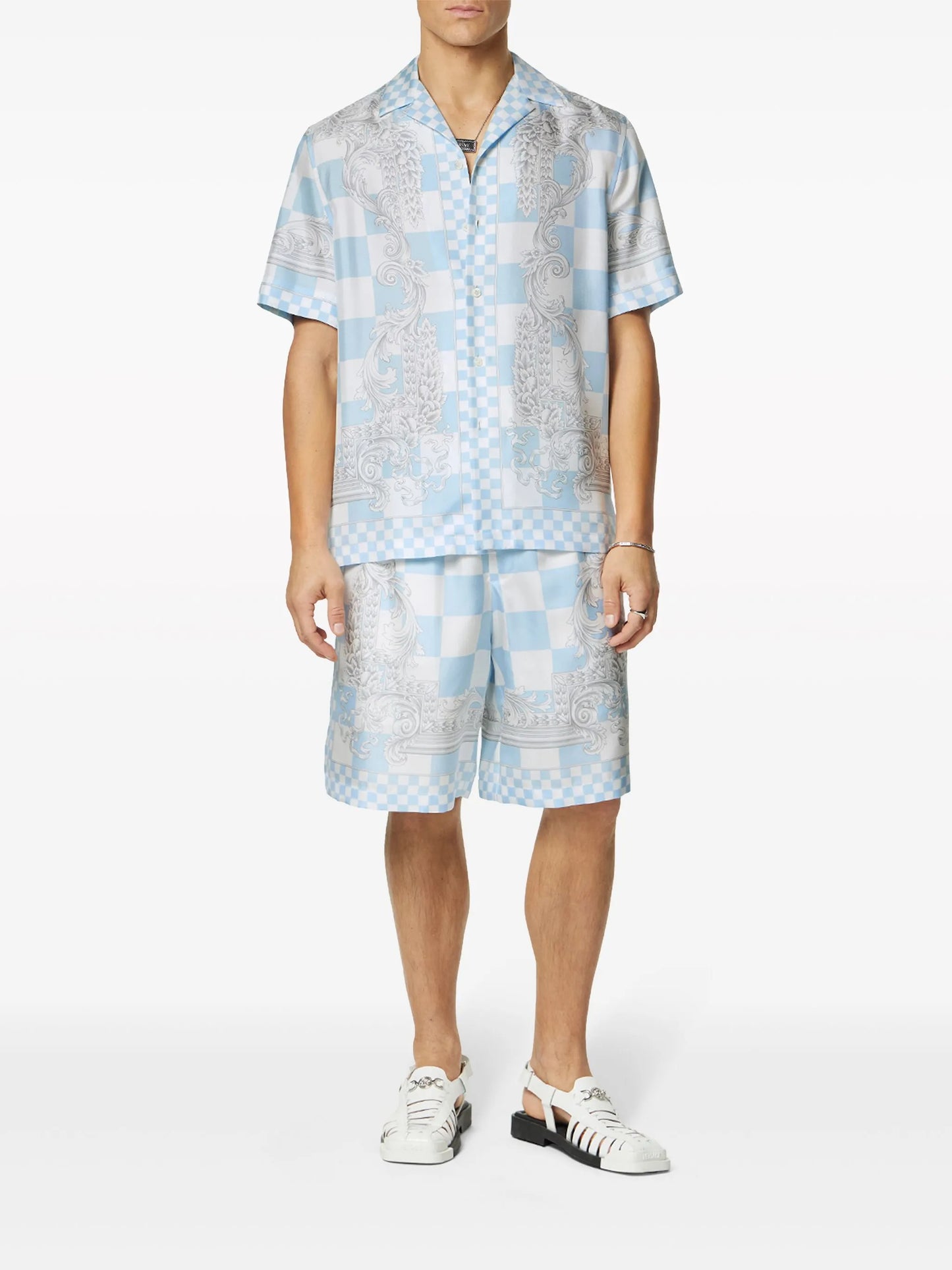 Medusa Contrasto silk shorts