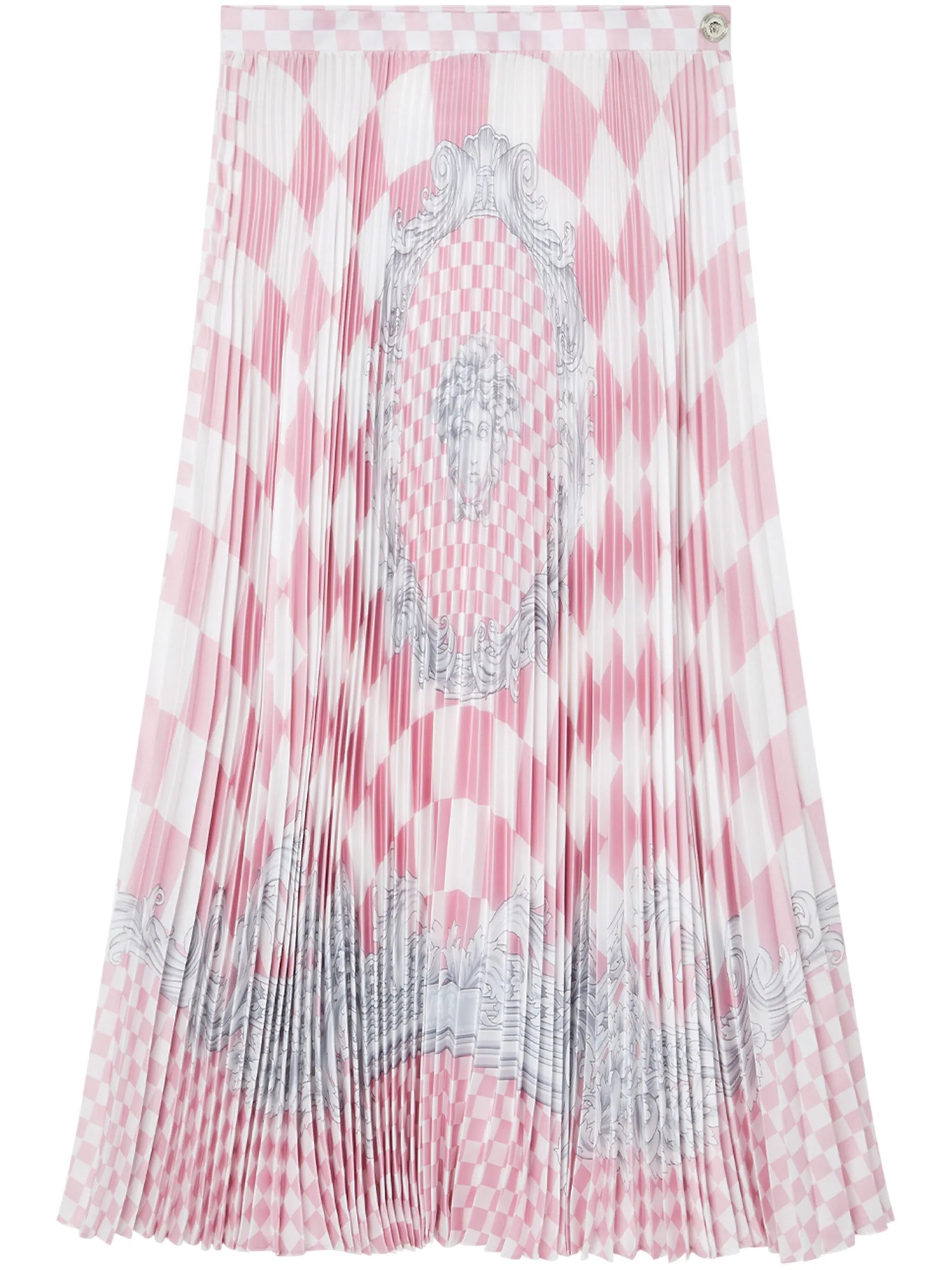 Medusa-print pleated midi skirt