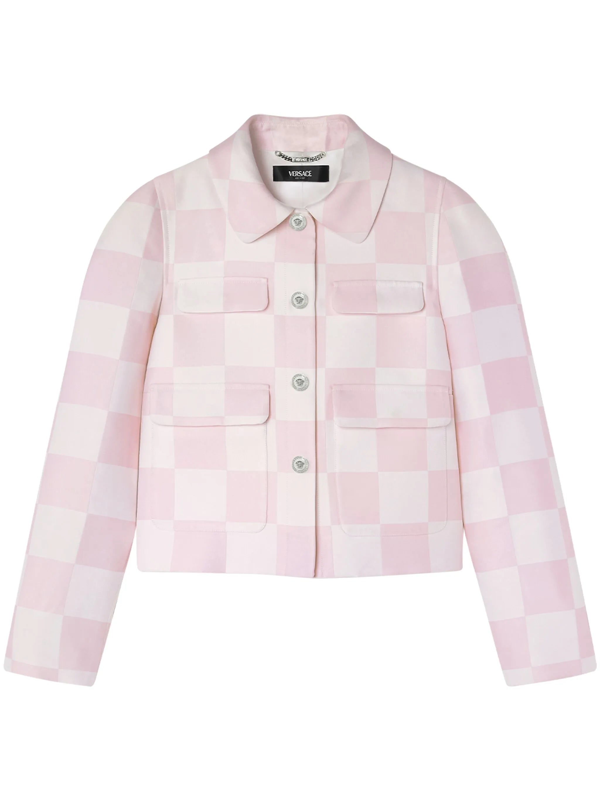 silk-blend checkerboard-print jacket