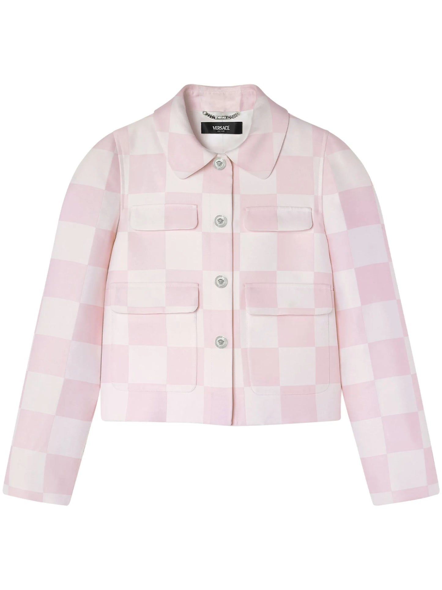 silk-blend checkerboard-print jacket