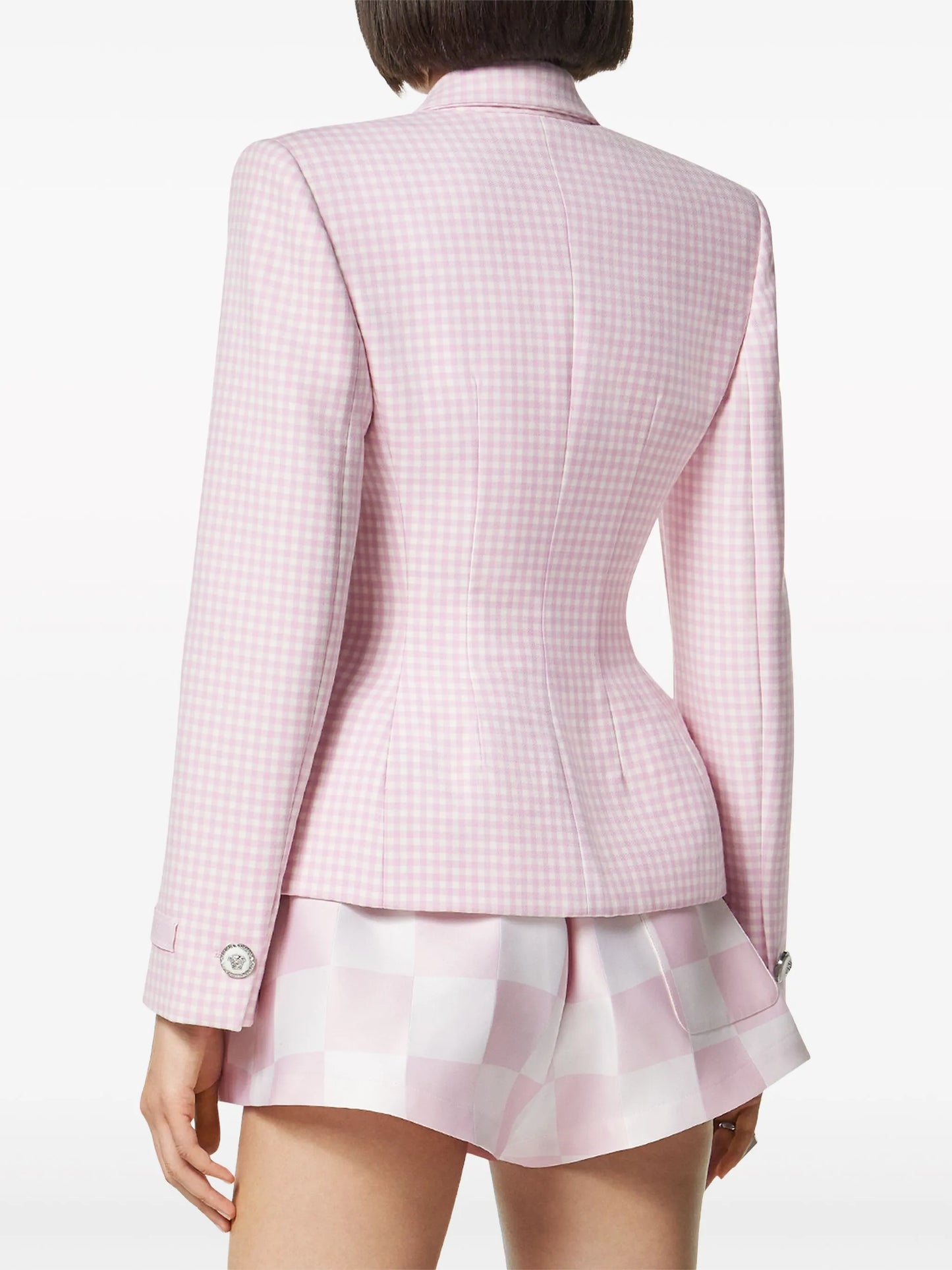 gingham virgin-wool blazer