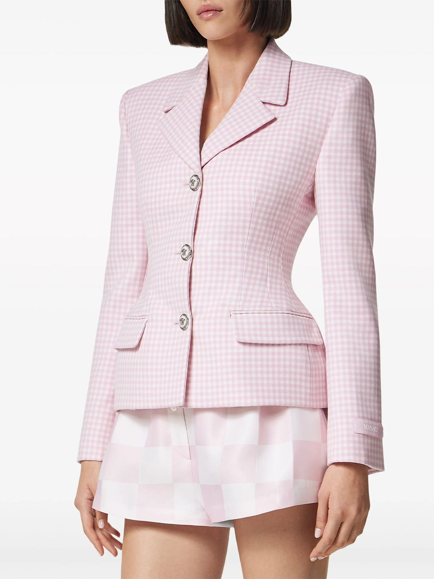gingham virgin-wool blazer