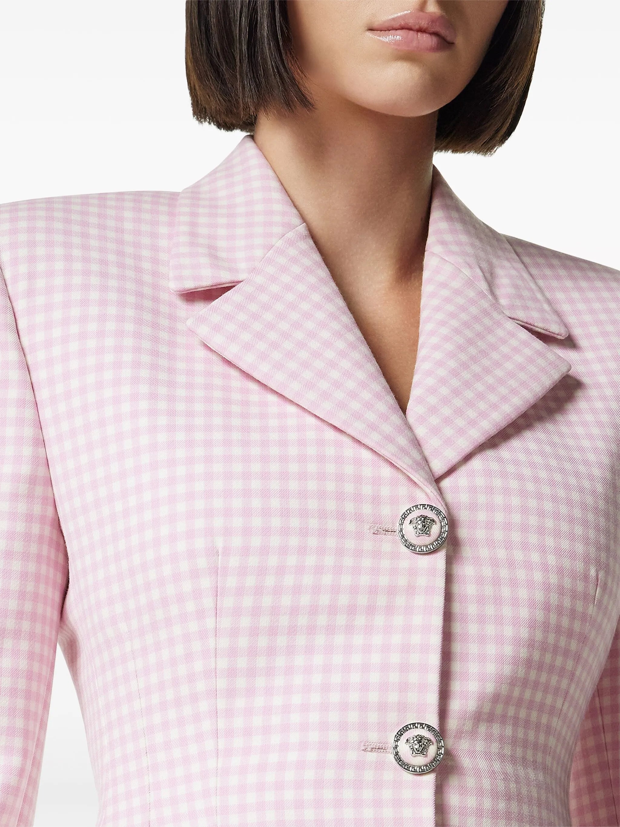 gingham virgin-wool blazer