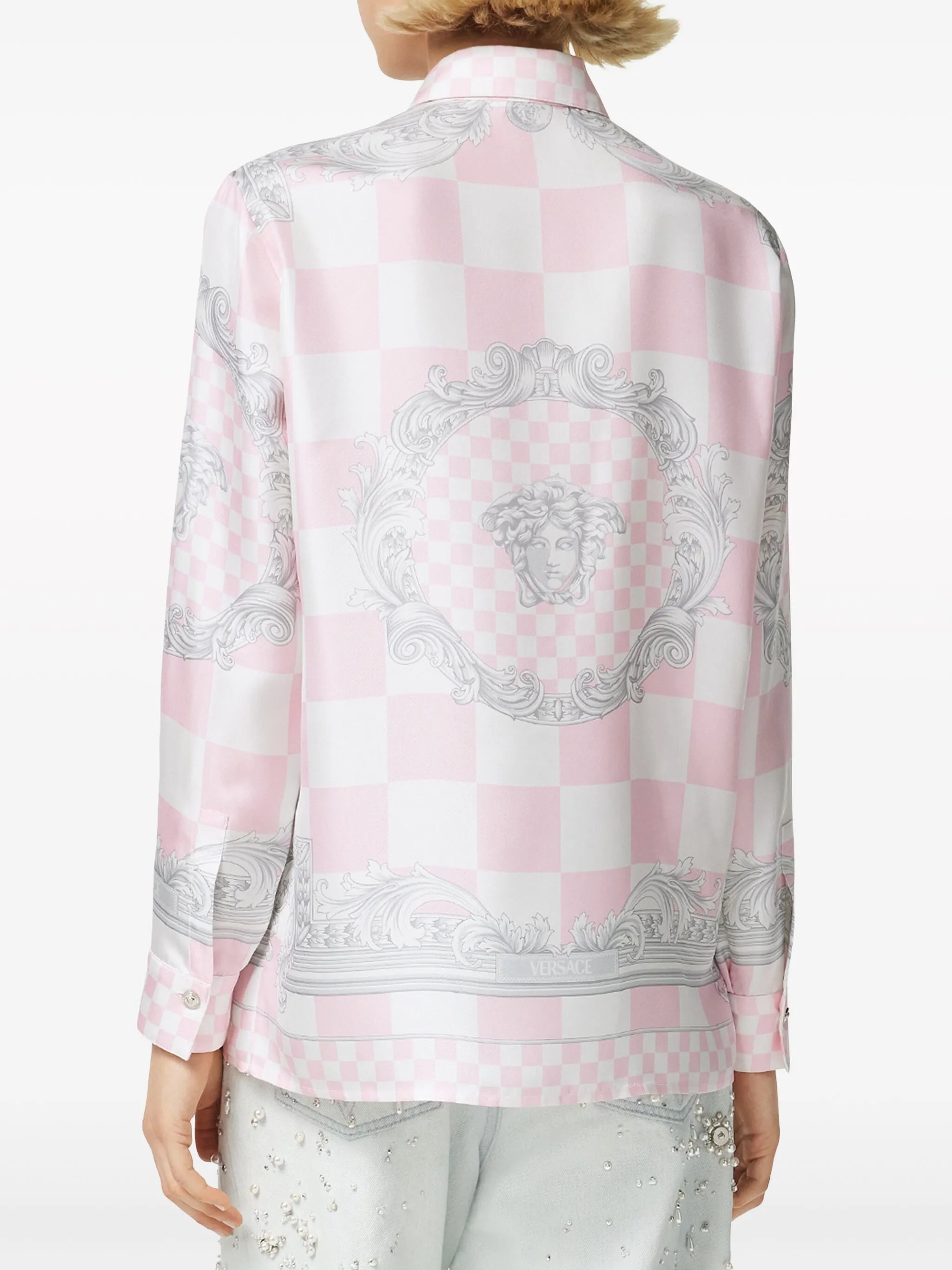 Barocco-print checked shirt