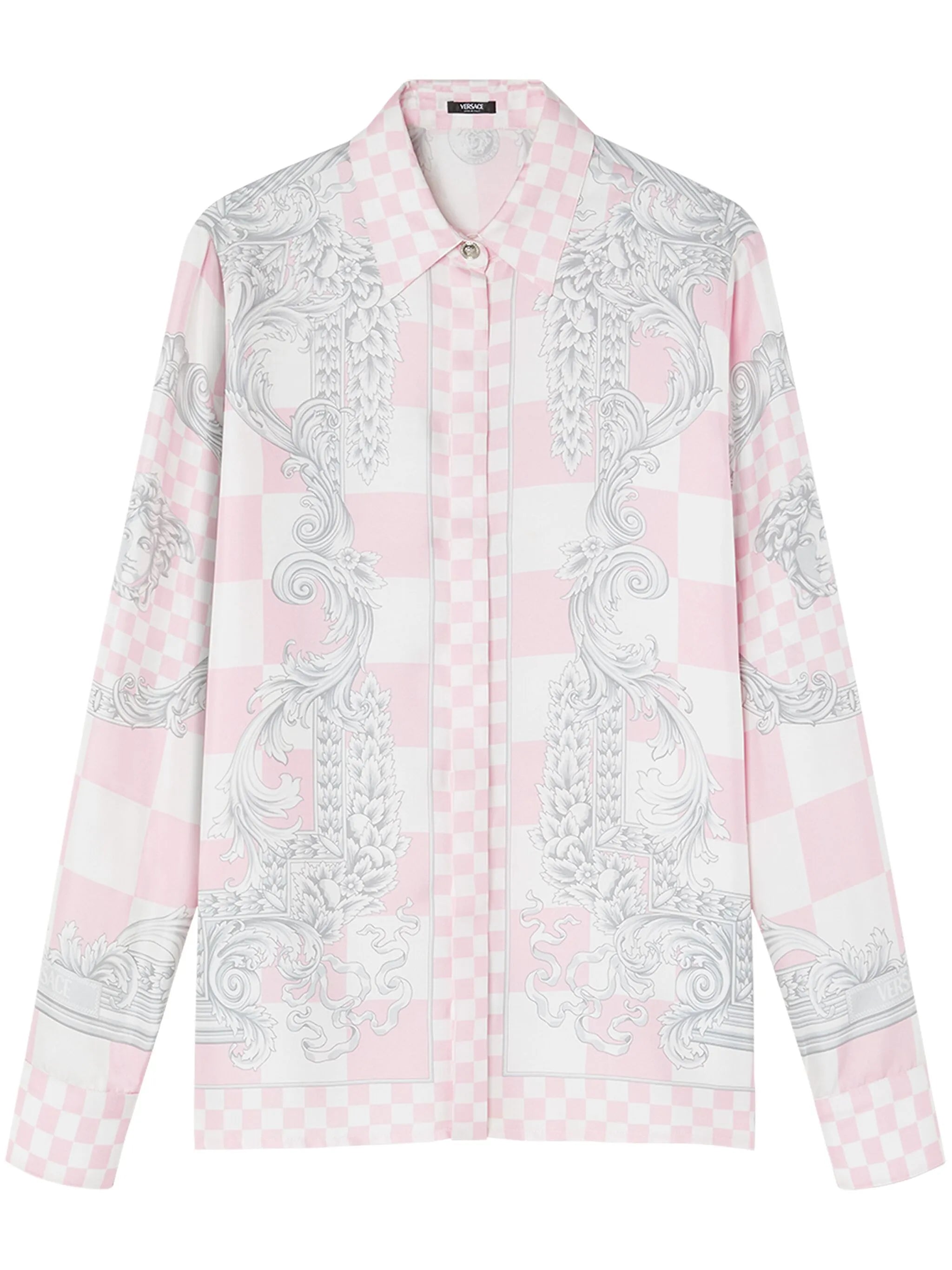 Barocco-print checked shirt