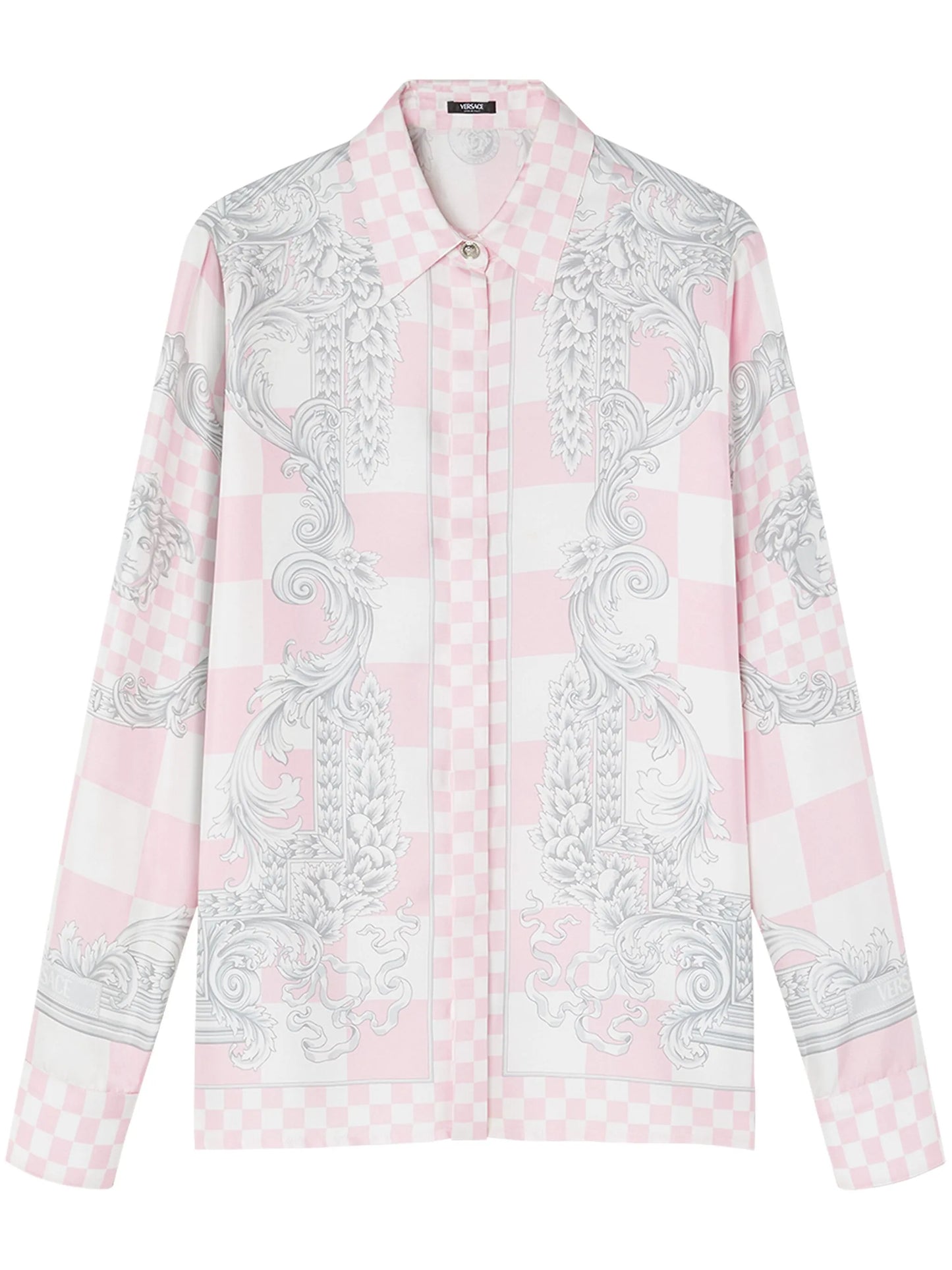 Barocco-print checked shirt