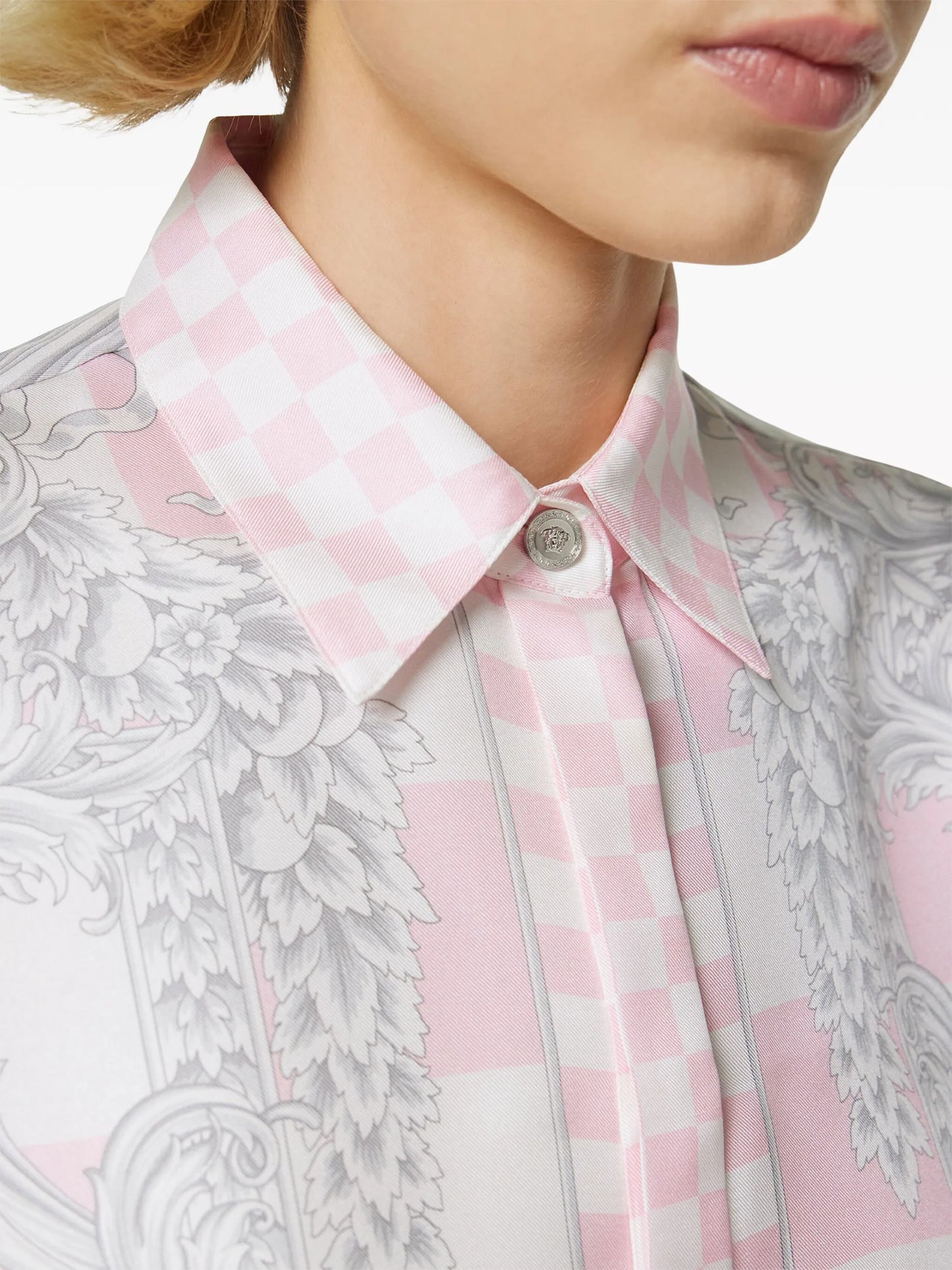 Barocco-print checked shirt