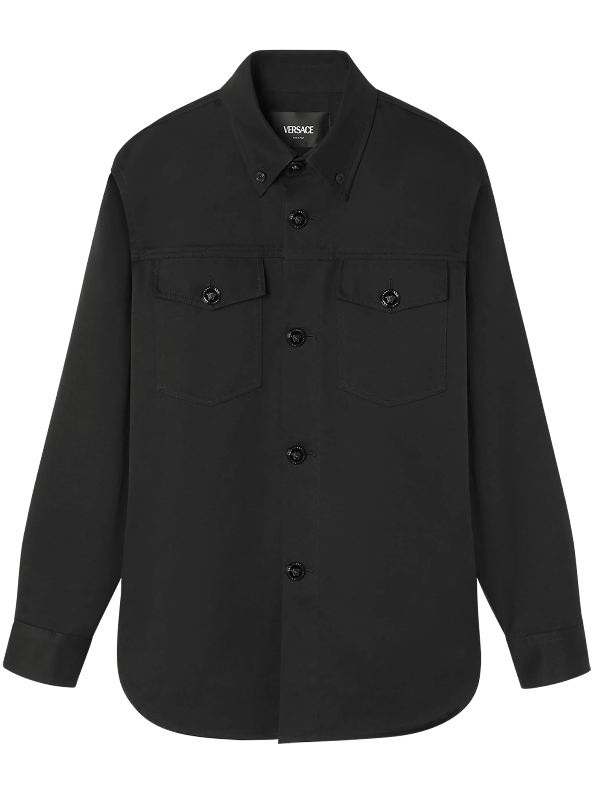 Medusa-button cotton shirt jacket