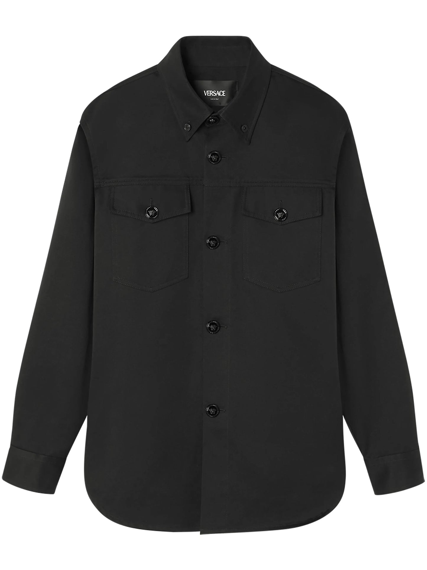 Medusa-button cotton shirt jacket
