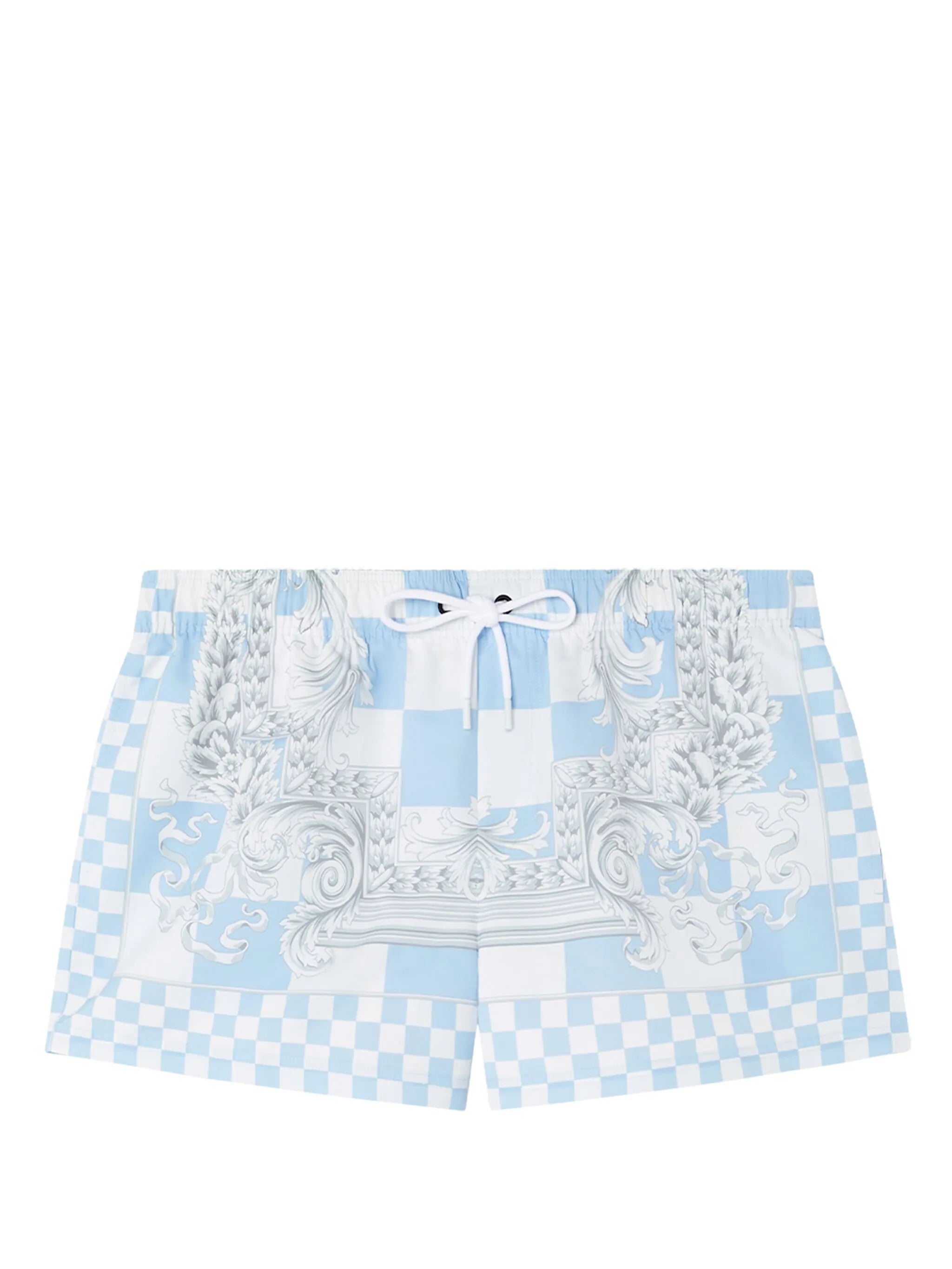 baroque-print checked swim shorts