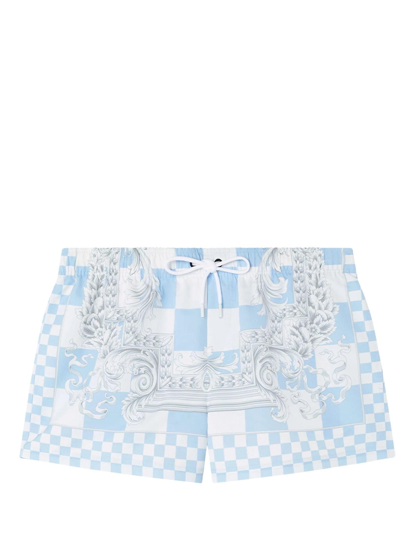 baroque-print checked swim shorts