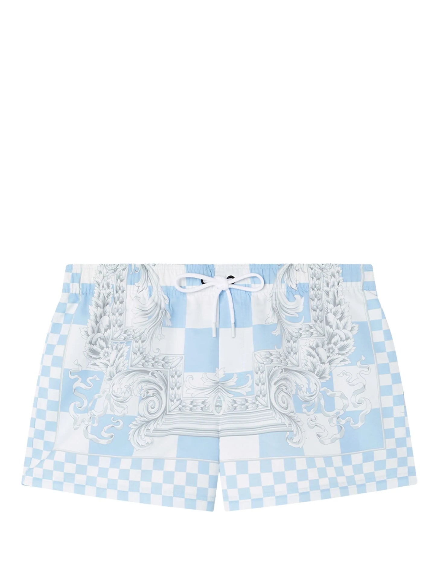 baroque-print checked swim shorts
