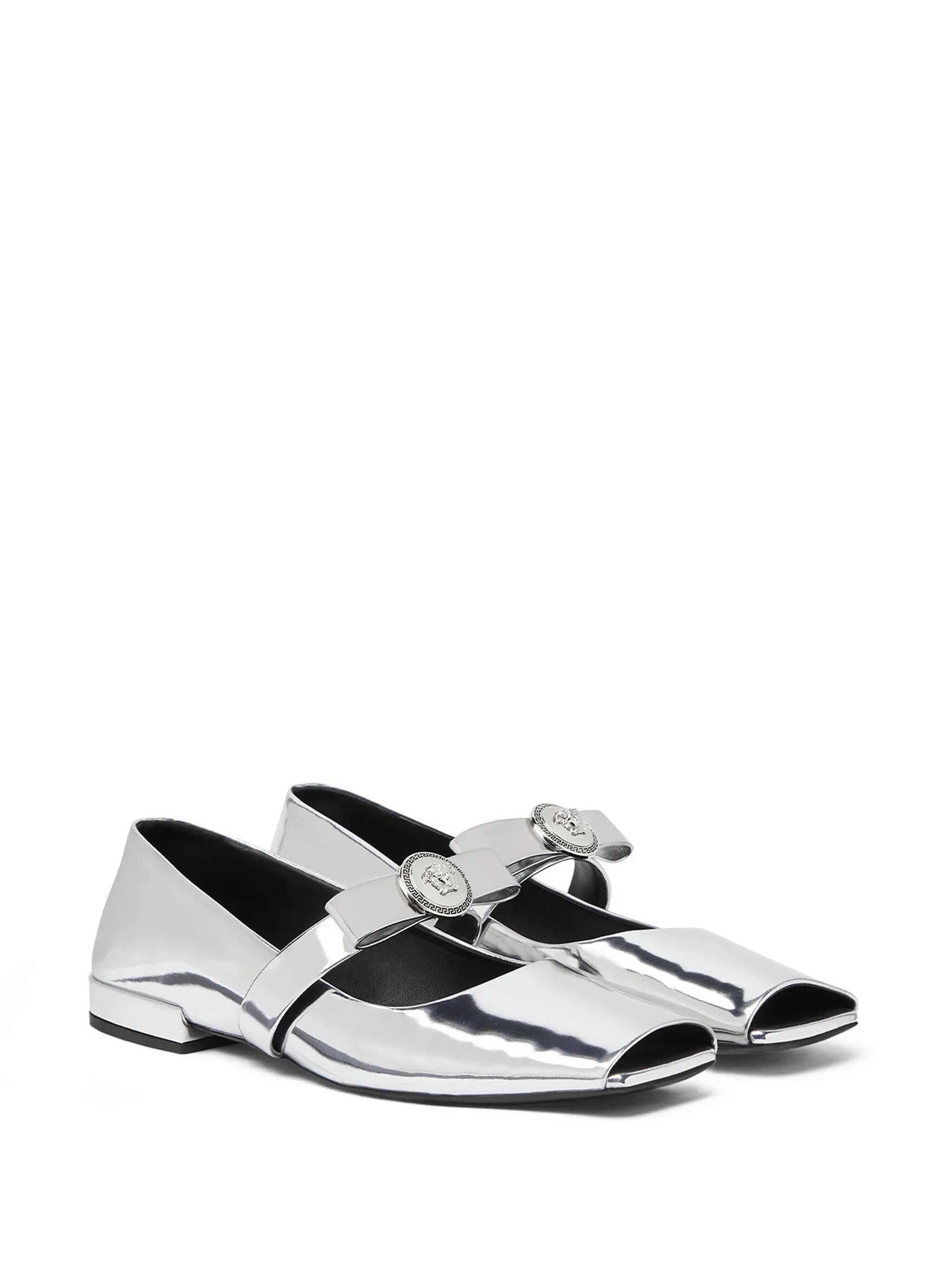 Gianni Ribbon metallic ballerina shoes