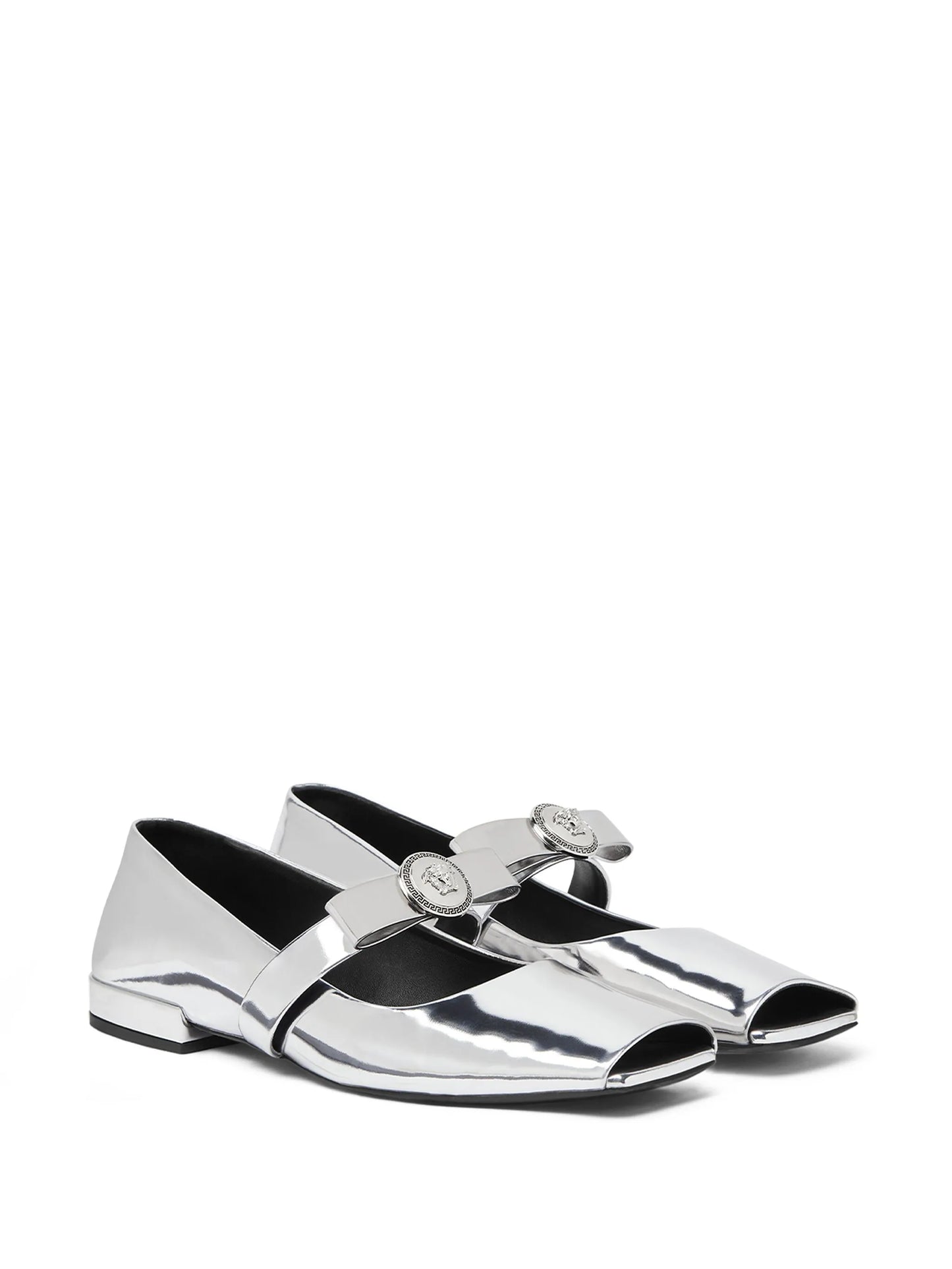 Gianni Ribbon metallic ballerina shoes