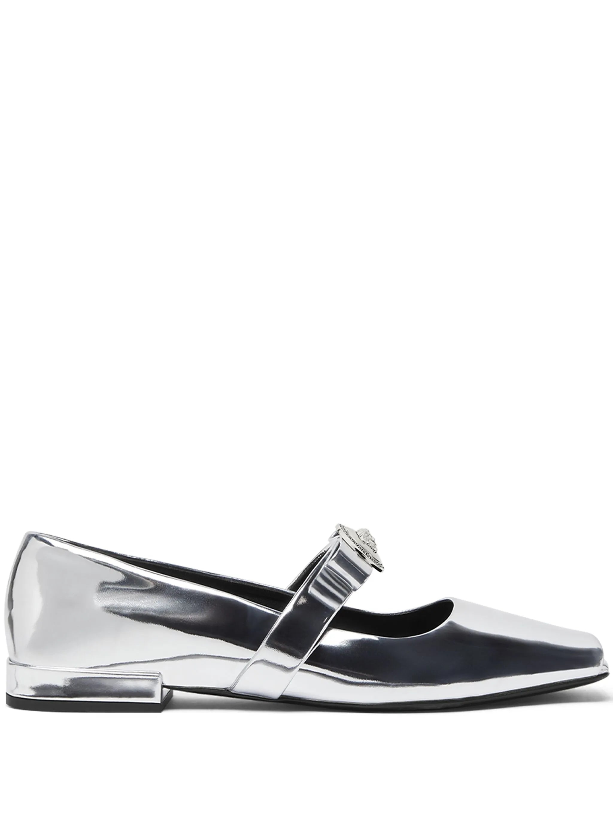Gianni Ribbon metallic ballerina shoes