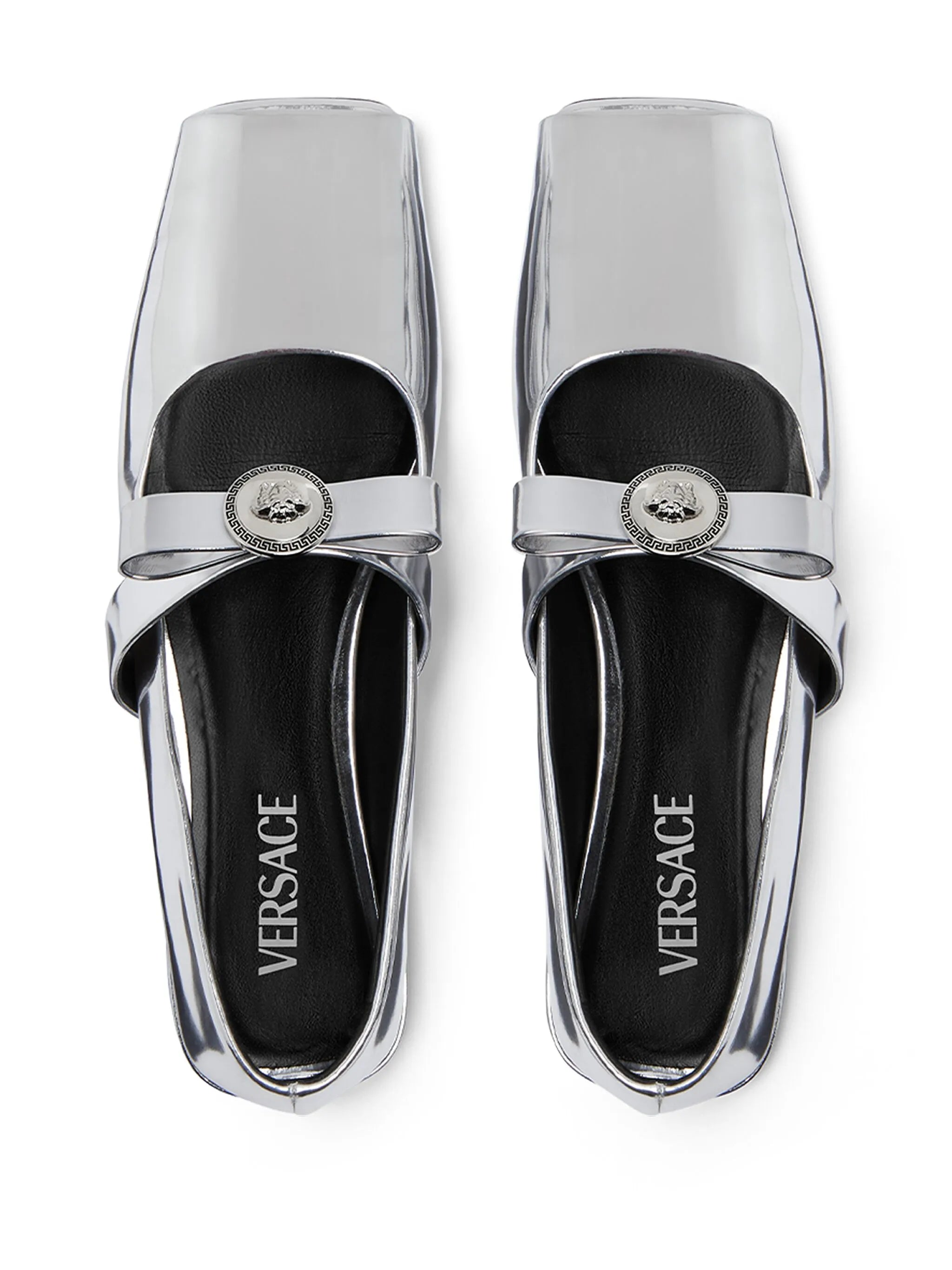 Gianni Ribbon metallic ballerina shoes