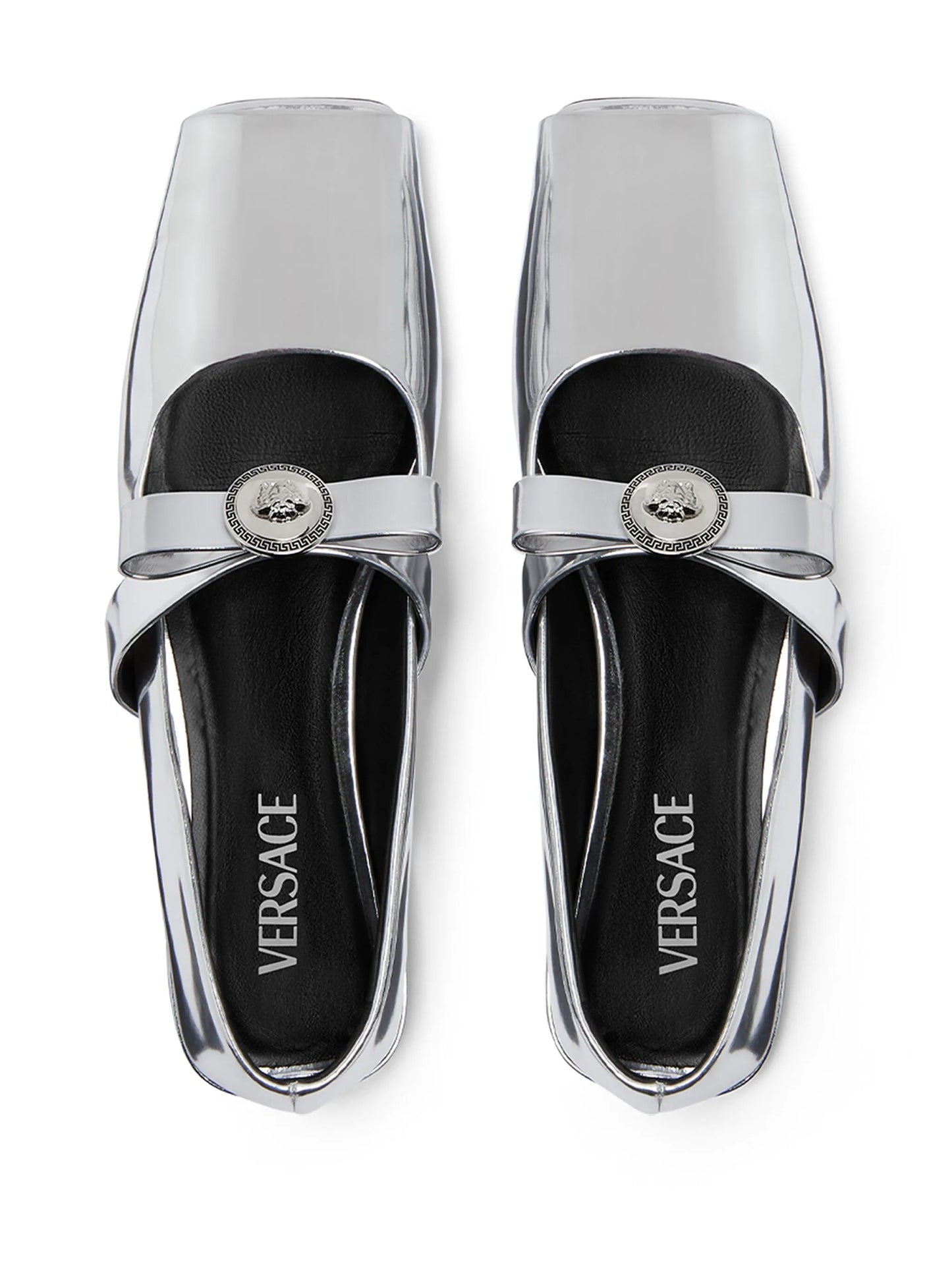 Gianni Ribbon metallic ballerina shoes