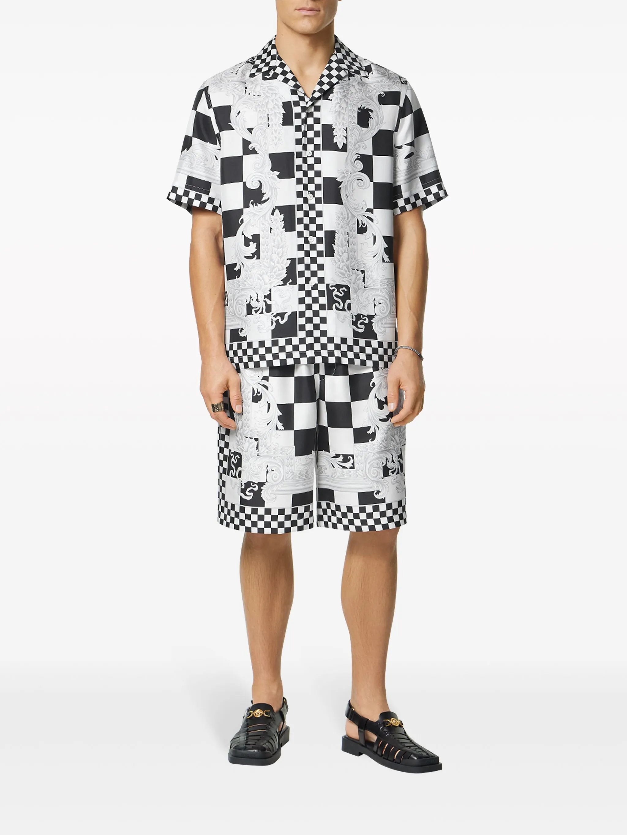 Barocco check-print shorts