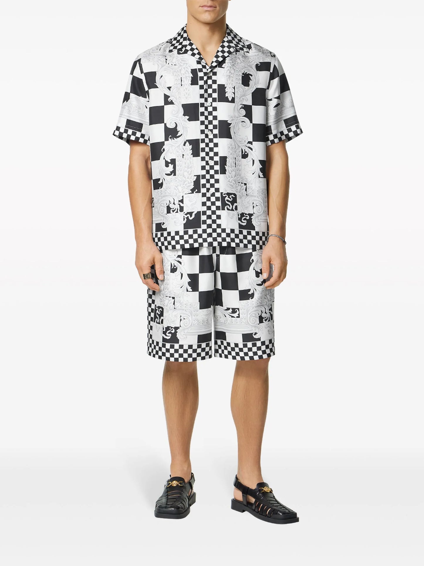 Barocco check-print shorts