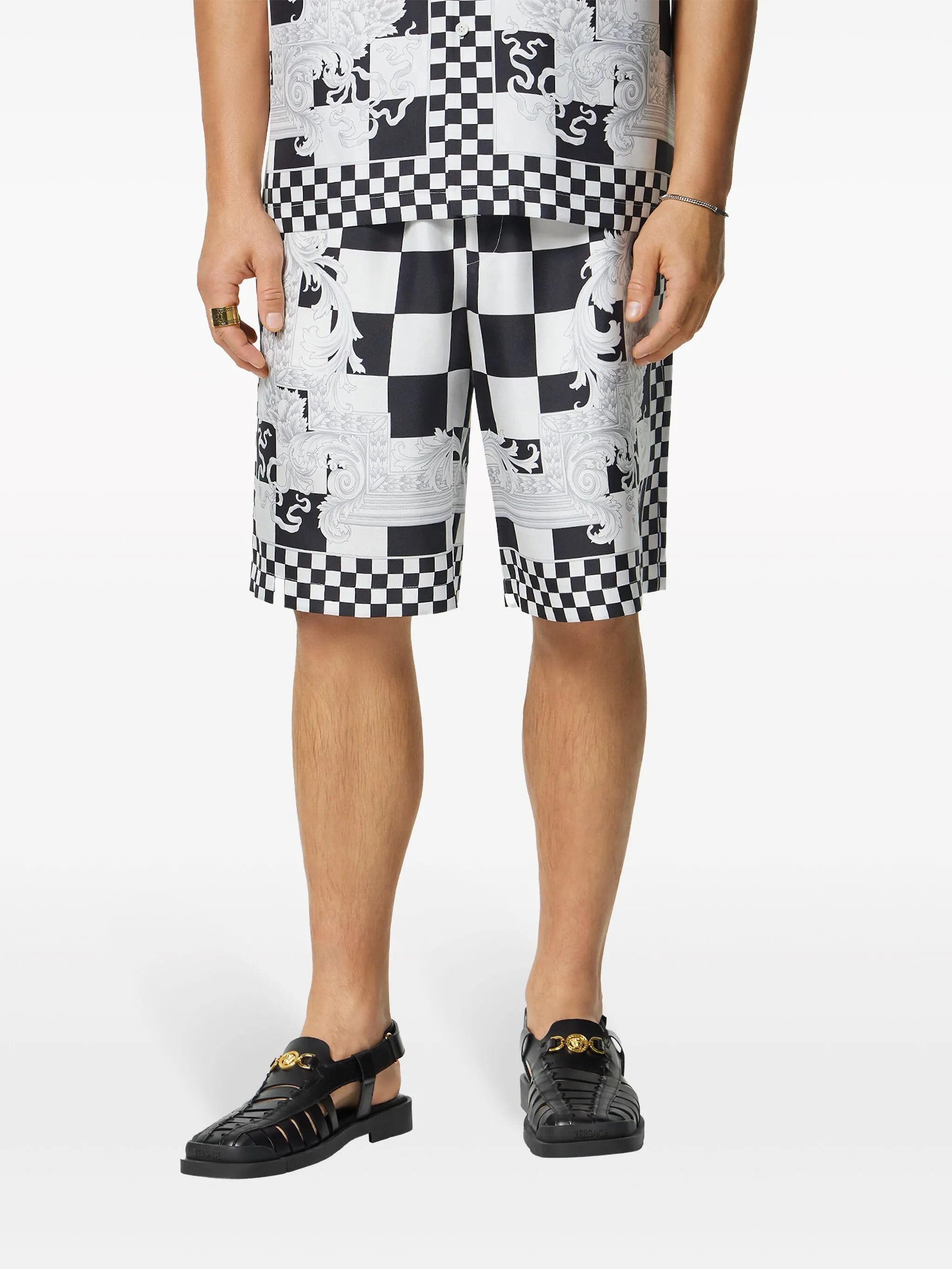 Barocco check-print shorts