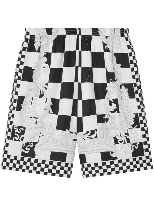 Barocco check-print shorts