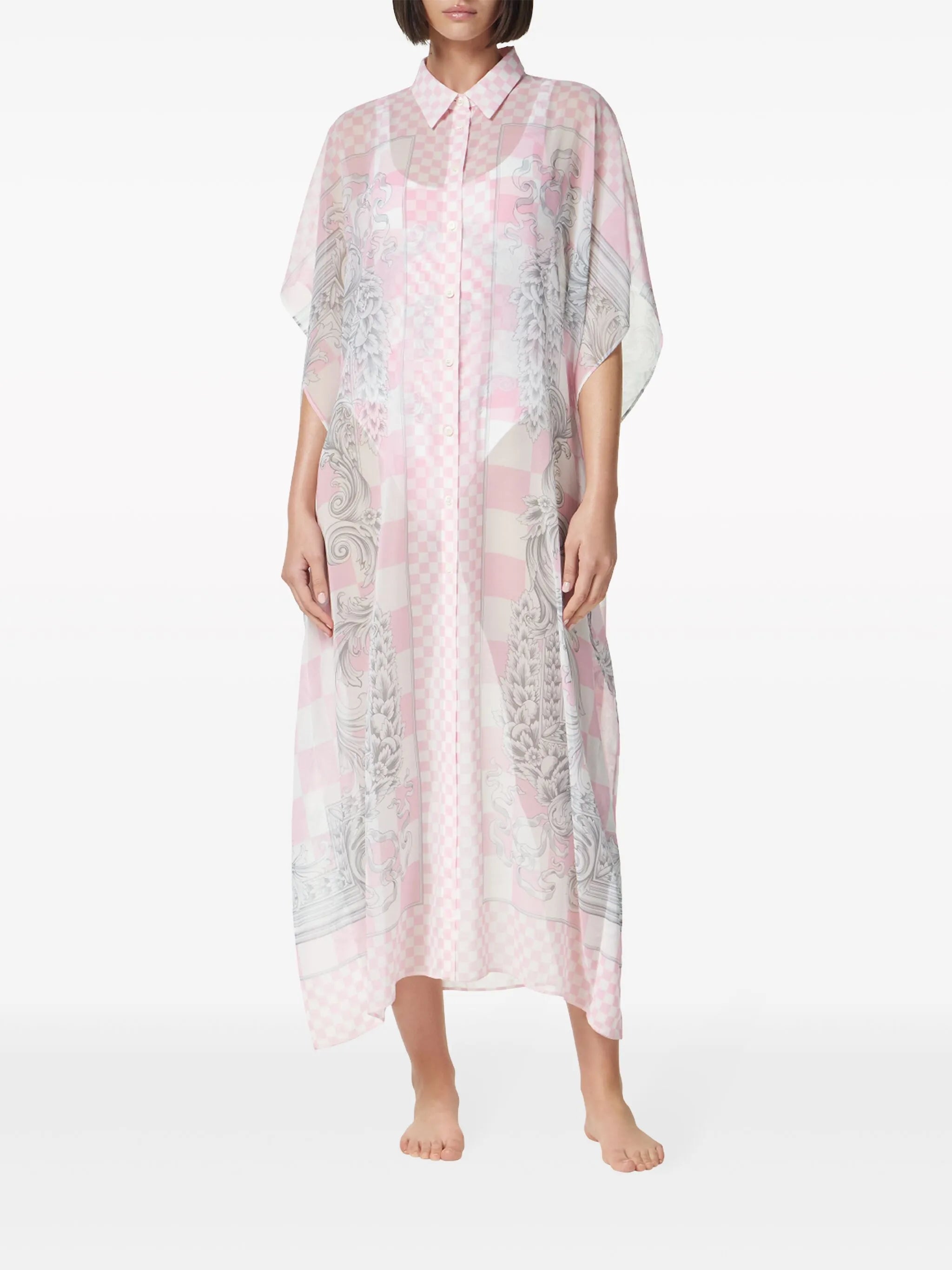 Barocco check-print shirtdress