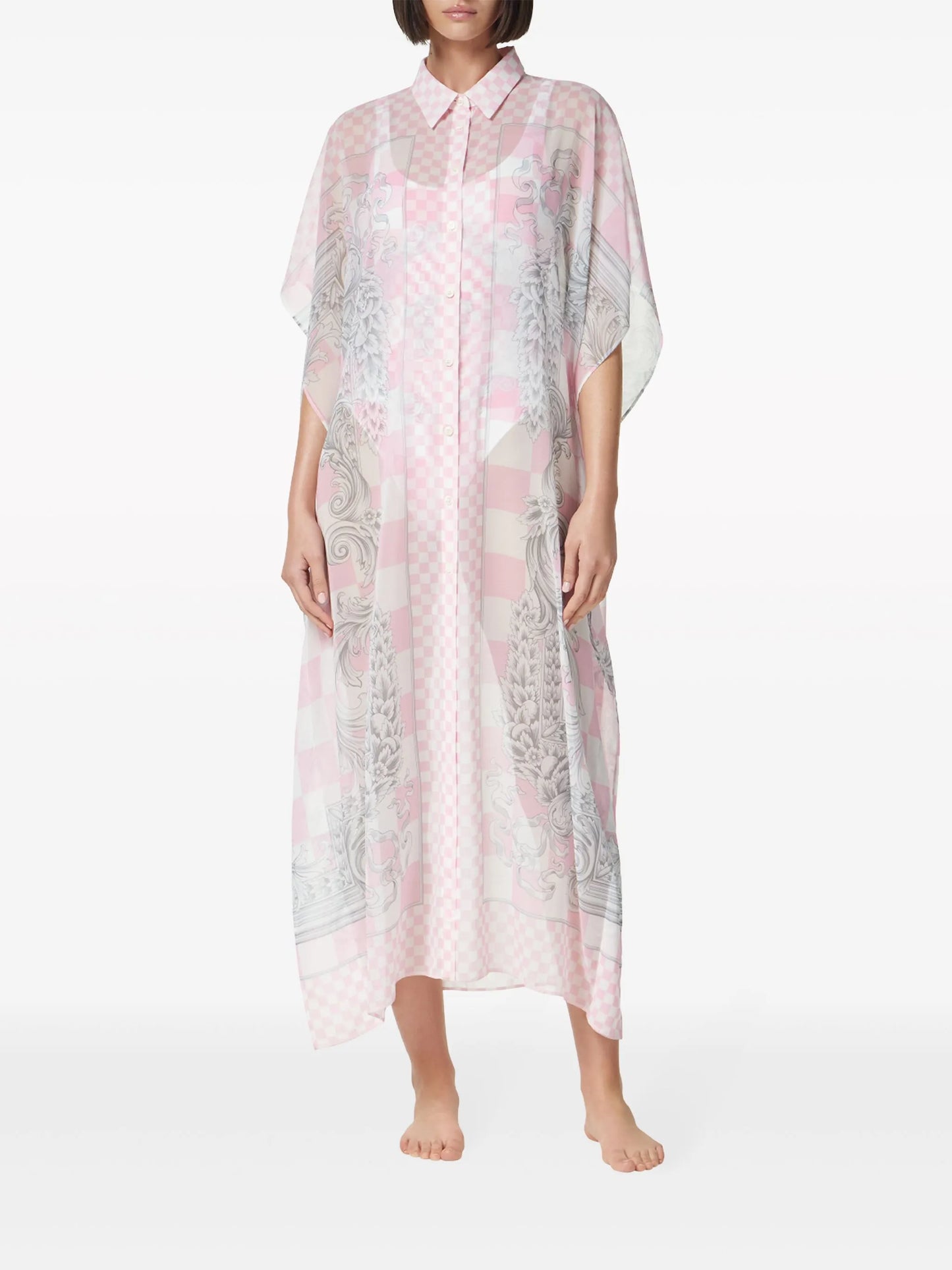 Barocco check-print shirtdress