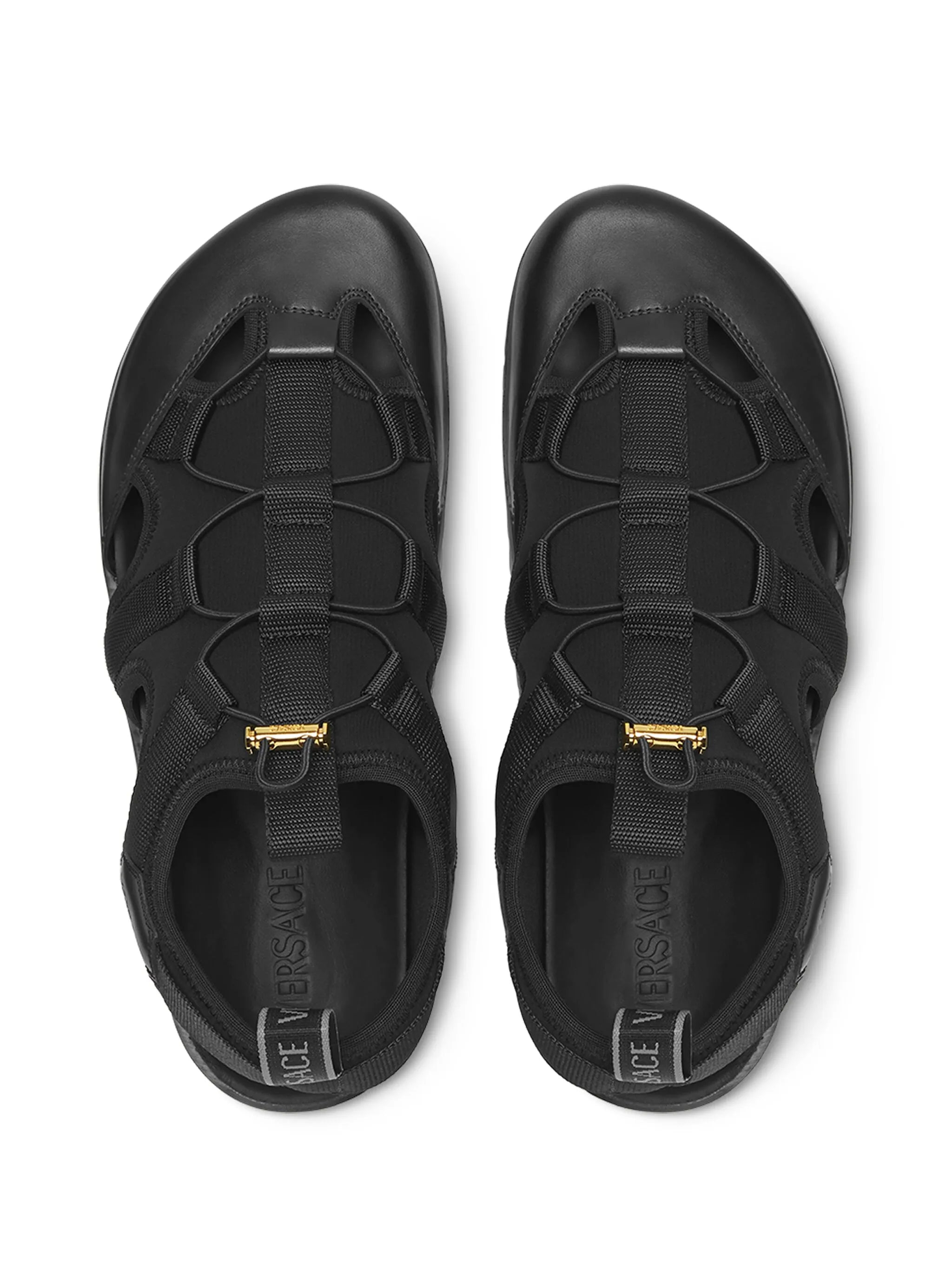 logo-debossed caged sandals