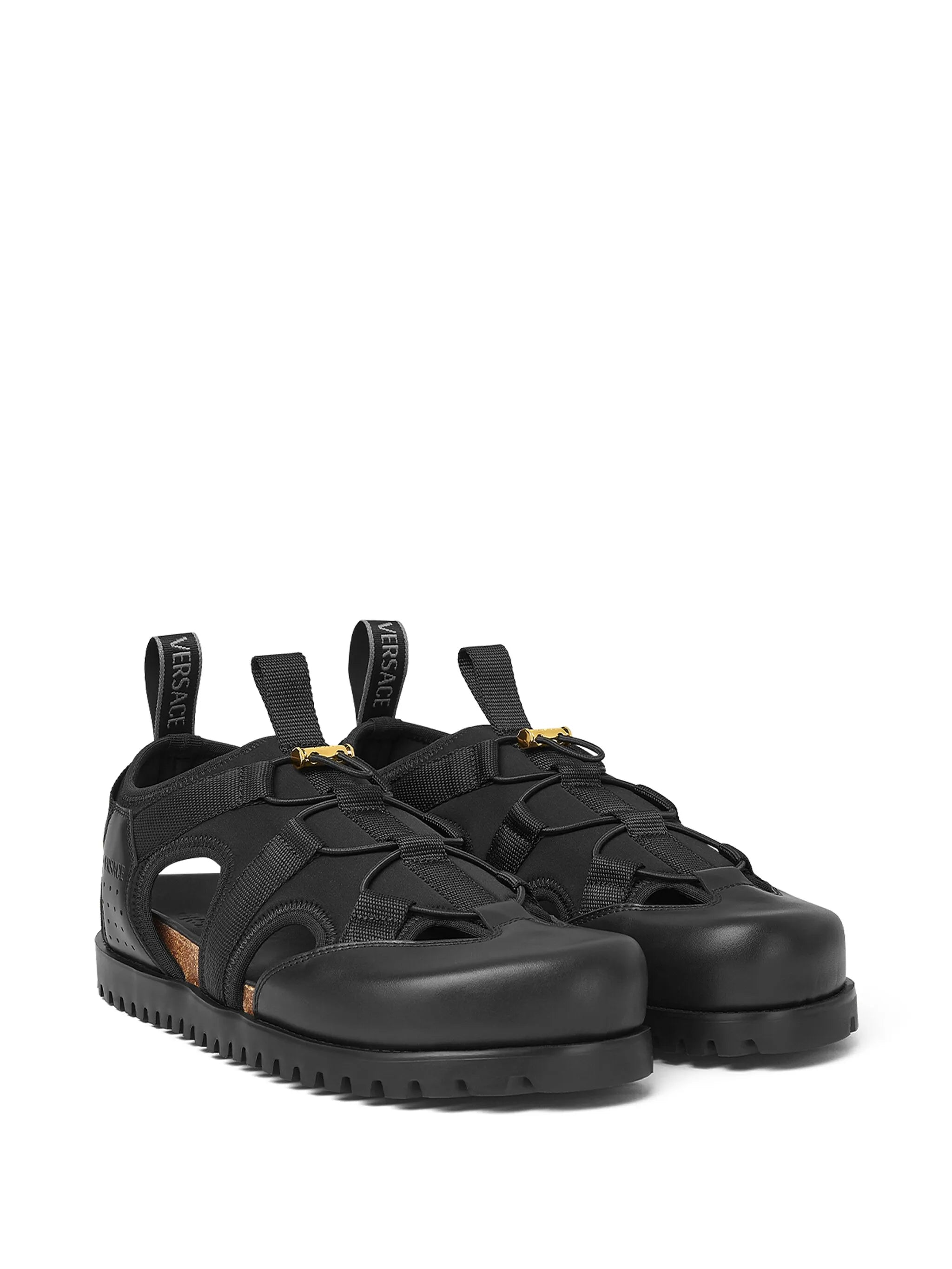 logo-debossed caged sandals