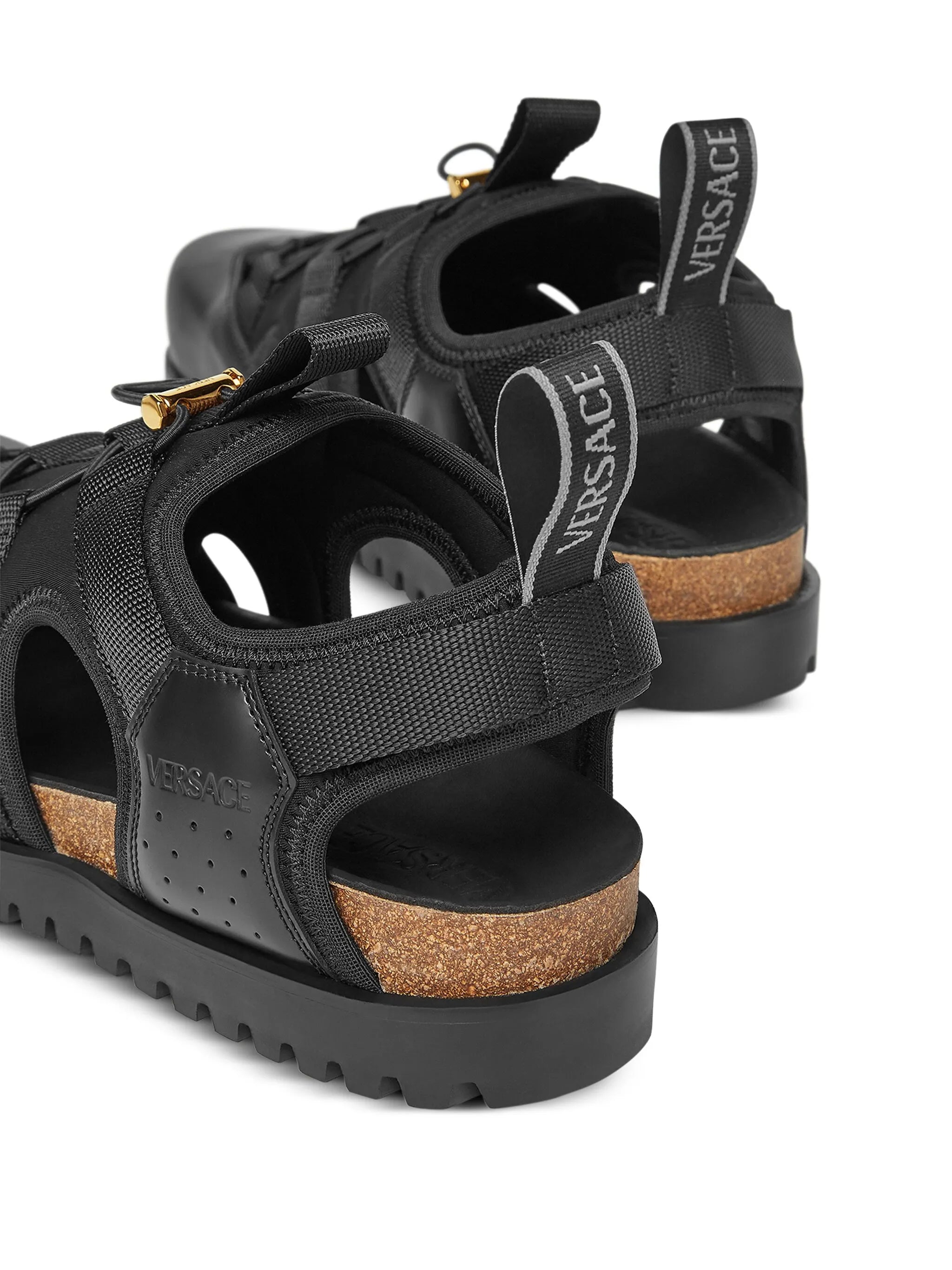 logo-debossed caged sandals
