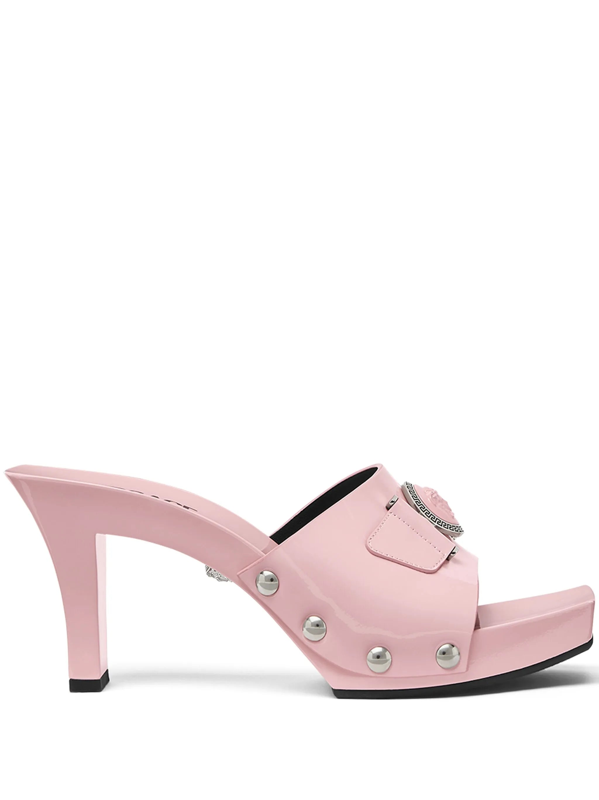 60mm Medusa-buckle patent-leather clogs