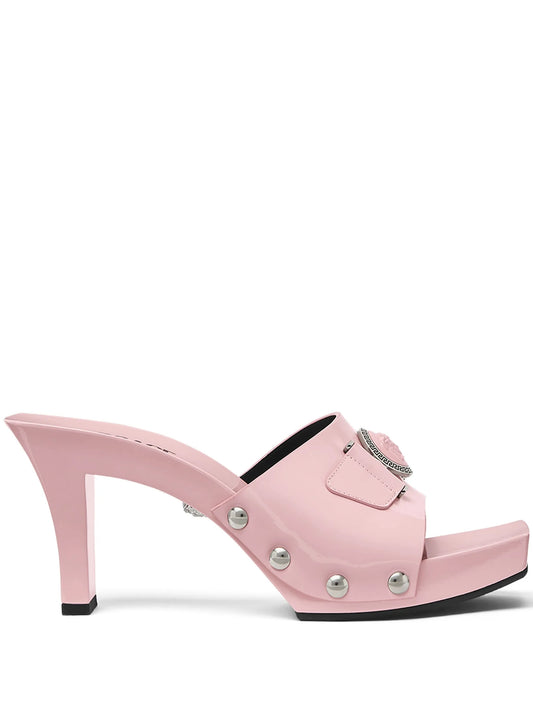 60mm Medusa-buckle patent-leather clogs