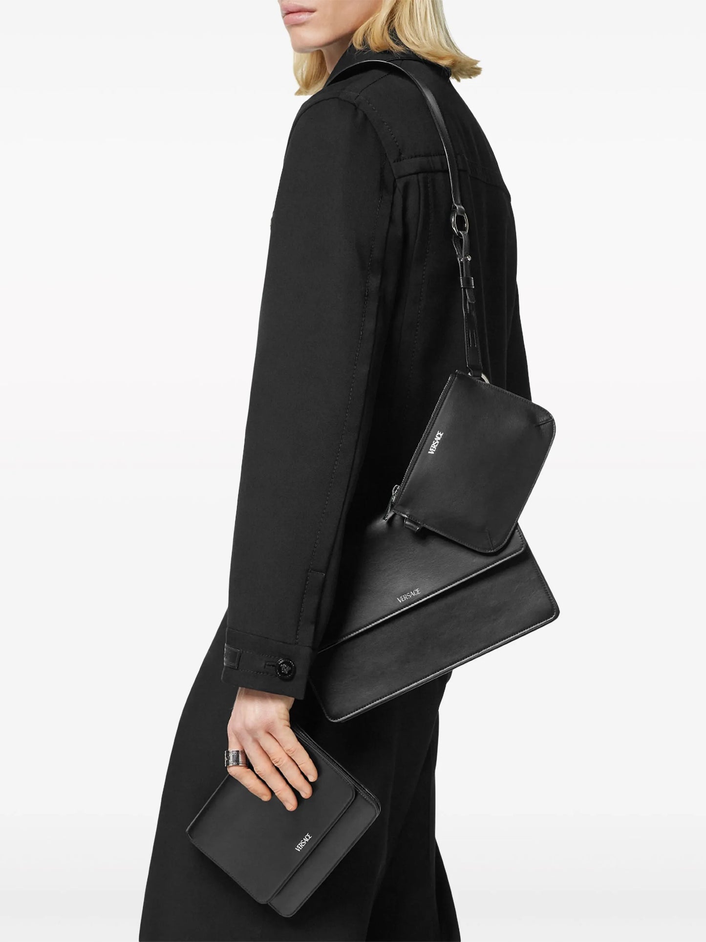 logo-appliqué leather shoulder bag