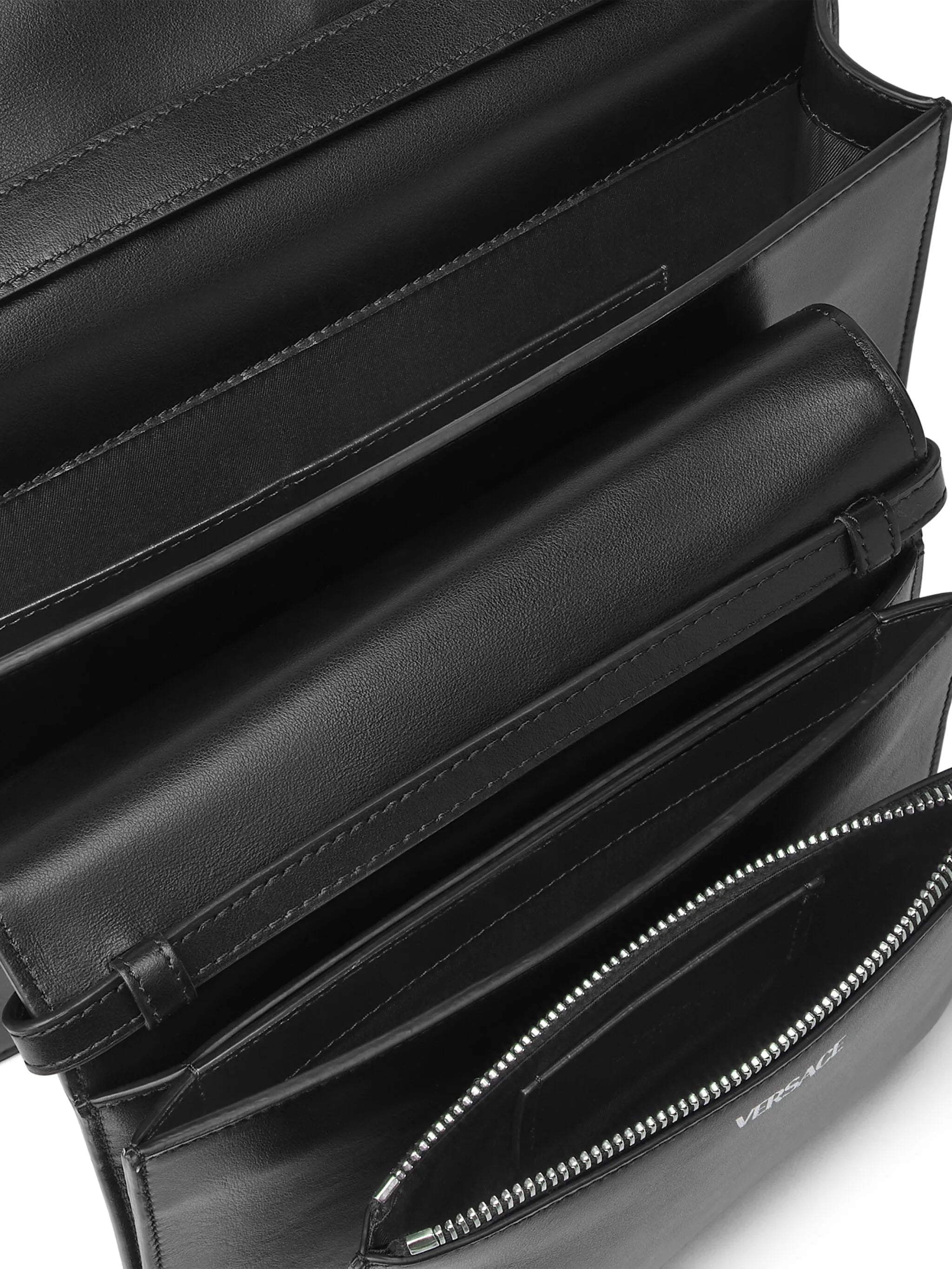 logo-appliqué leather shoulder bag