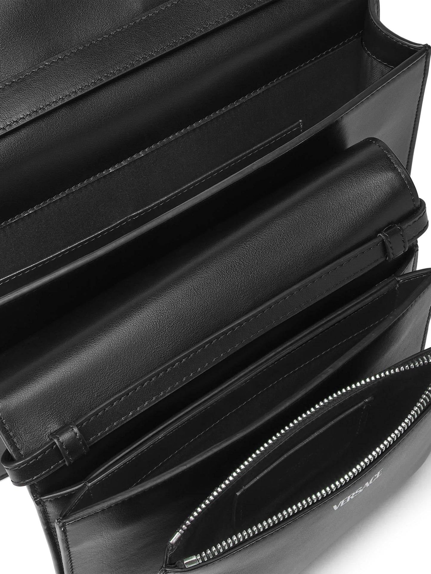 logo-appliqué leather shoulder bag
