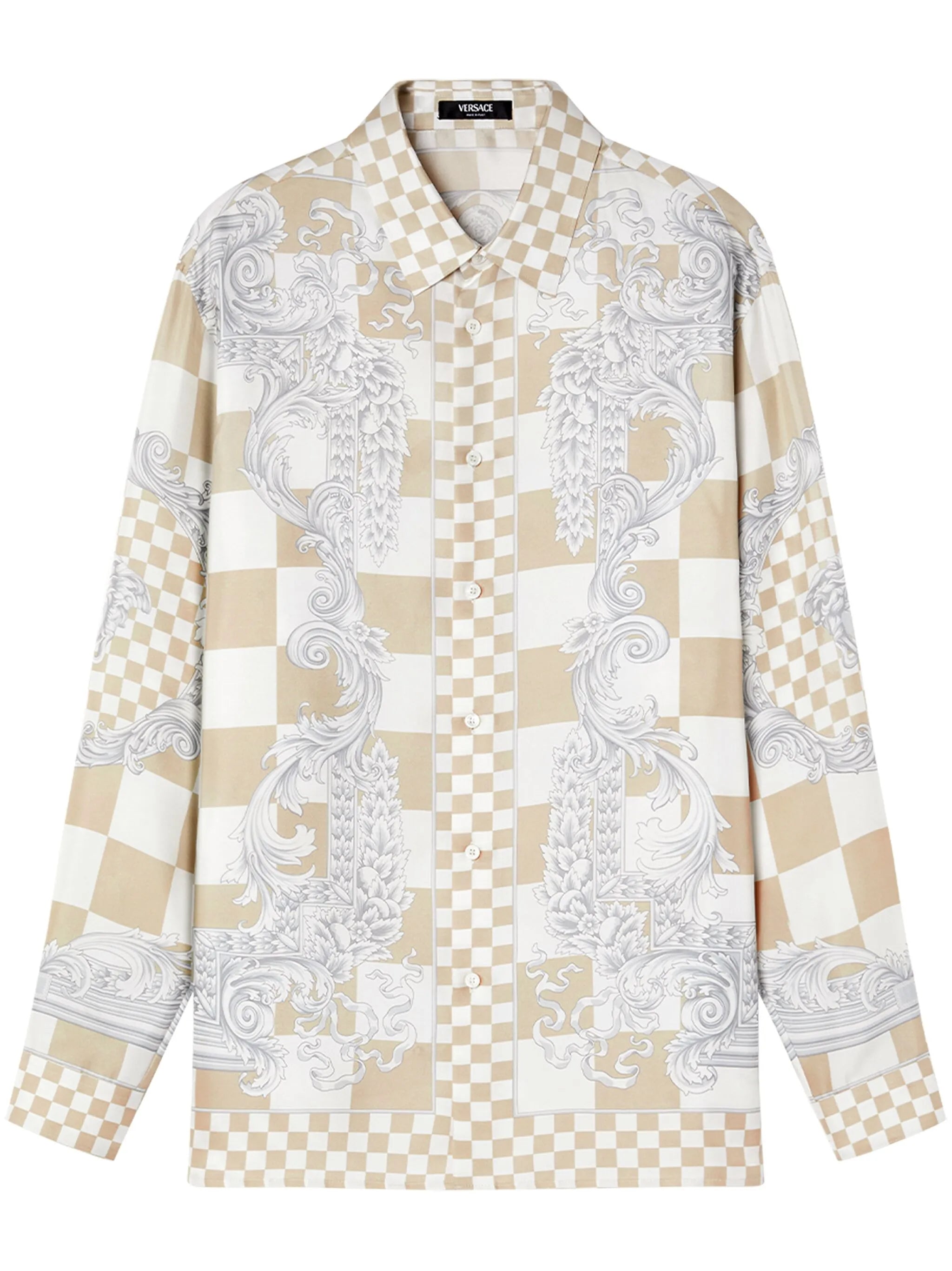 Medusa-print checked silk shirt