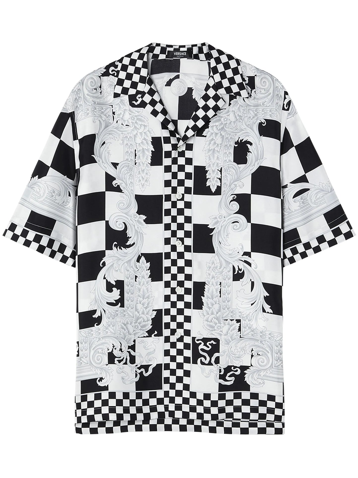 Medusa-print checked silk shirt