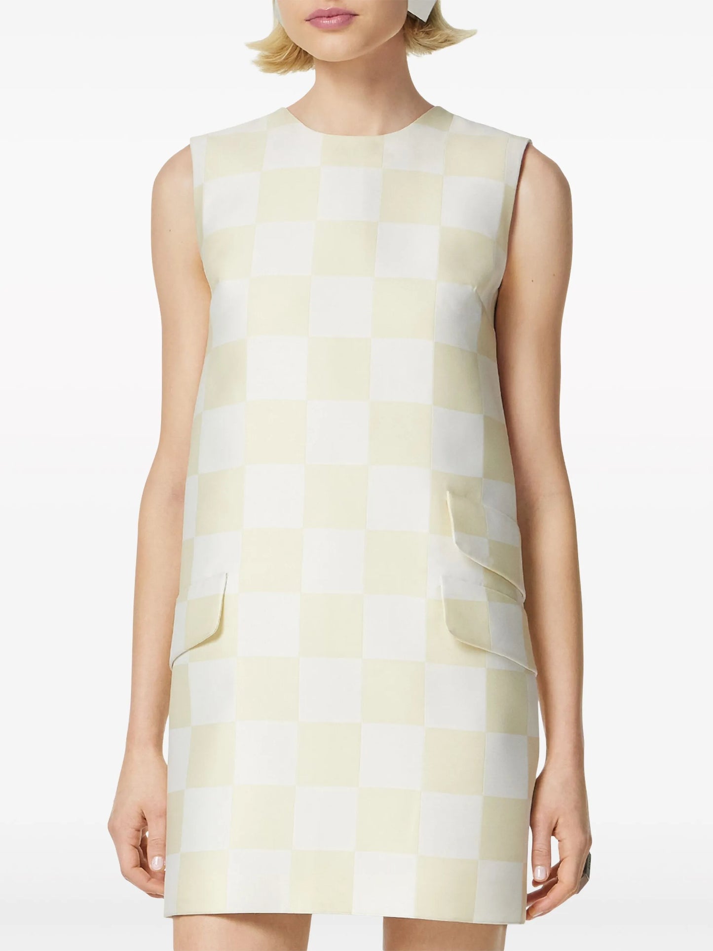 checkerboard-print minidress