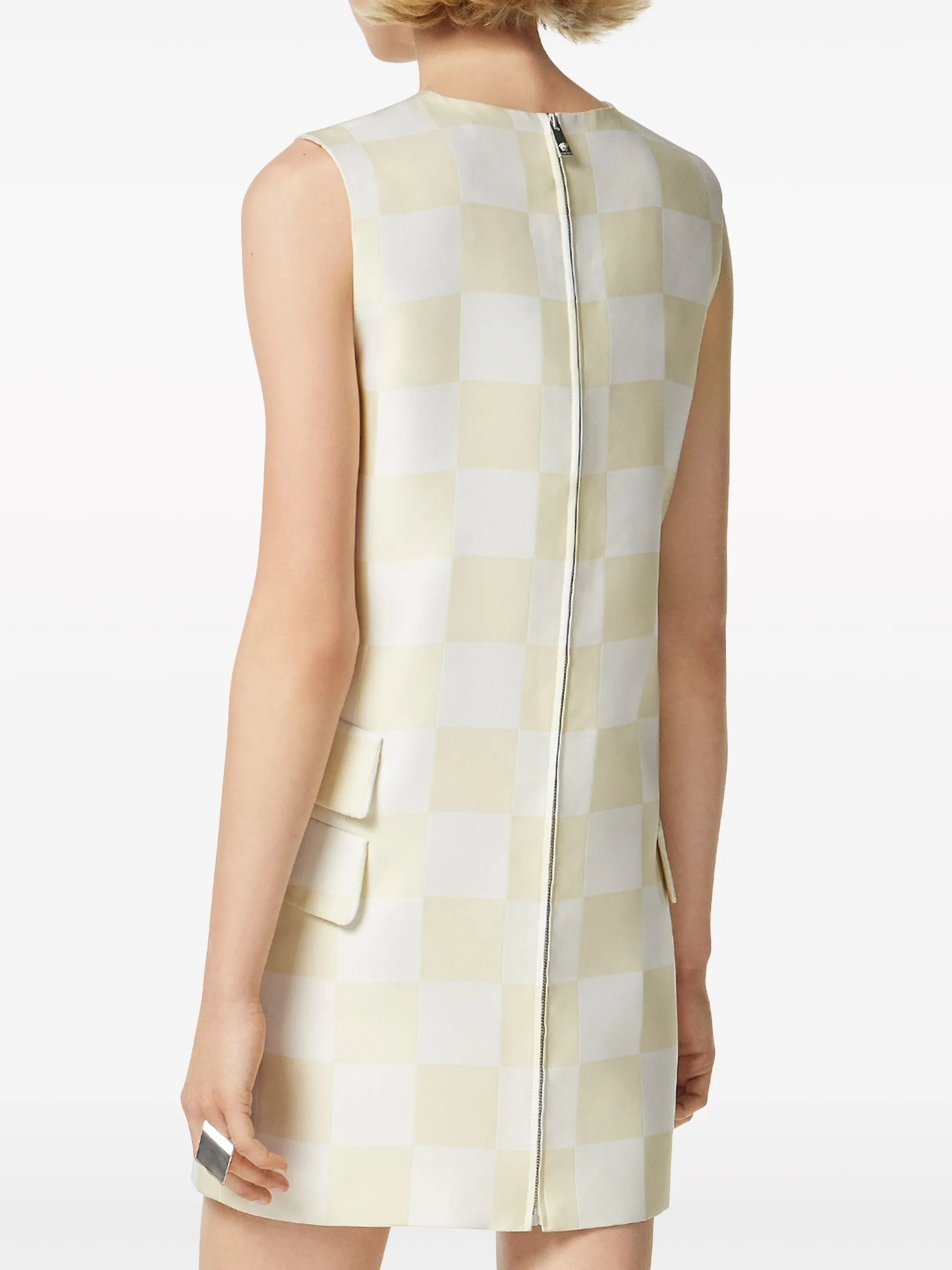 checkerboard-print minidress