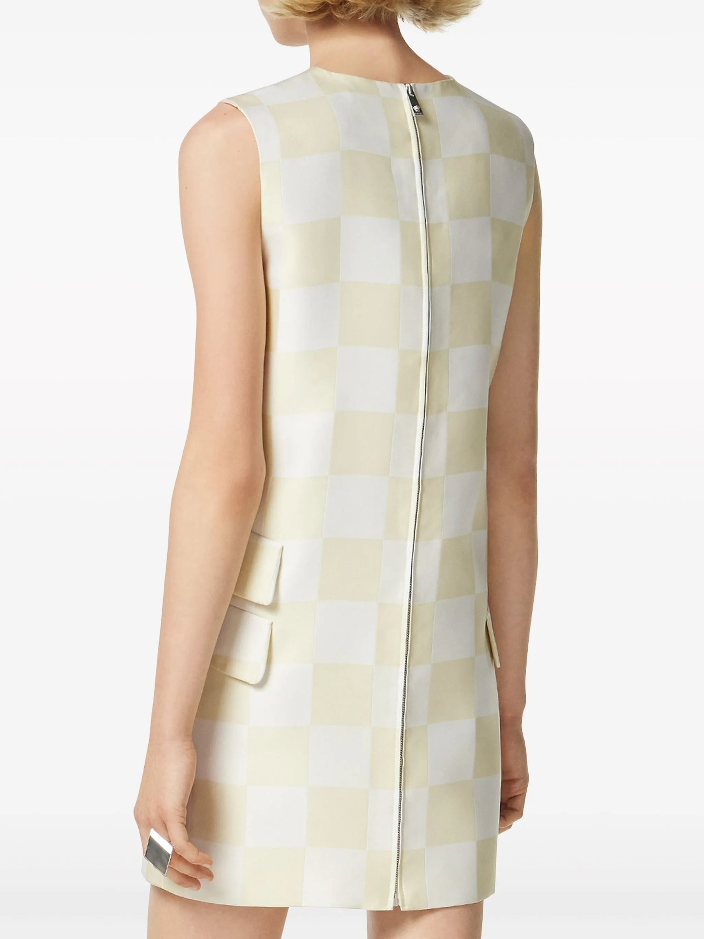 checkerboard-print minidress