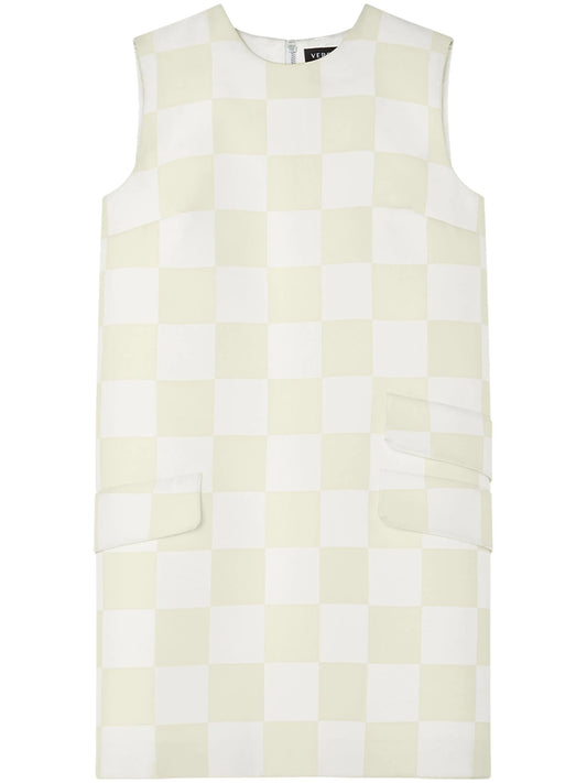 checkerboard-print minidress