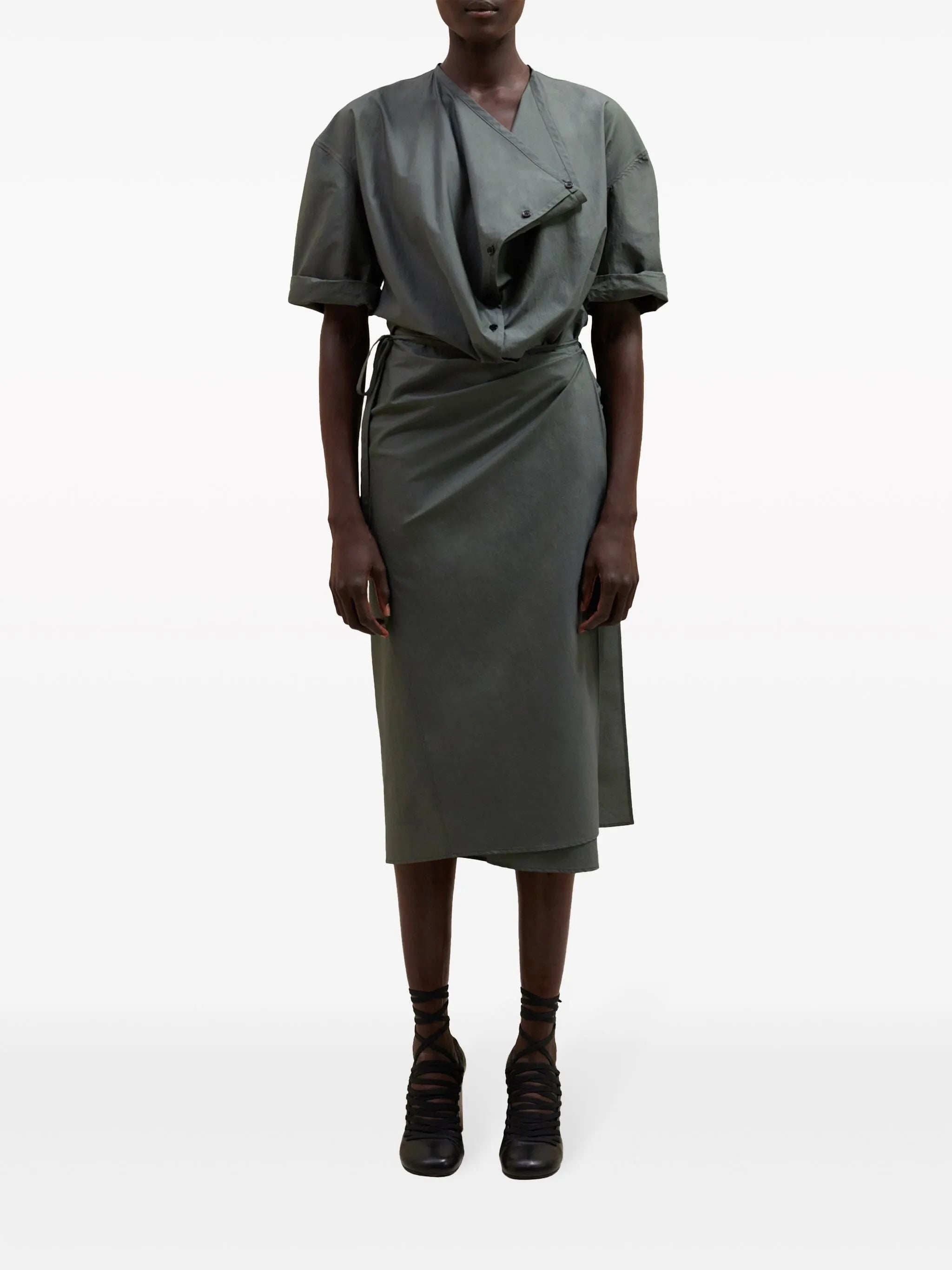 short-sleeve wrap dress