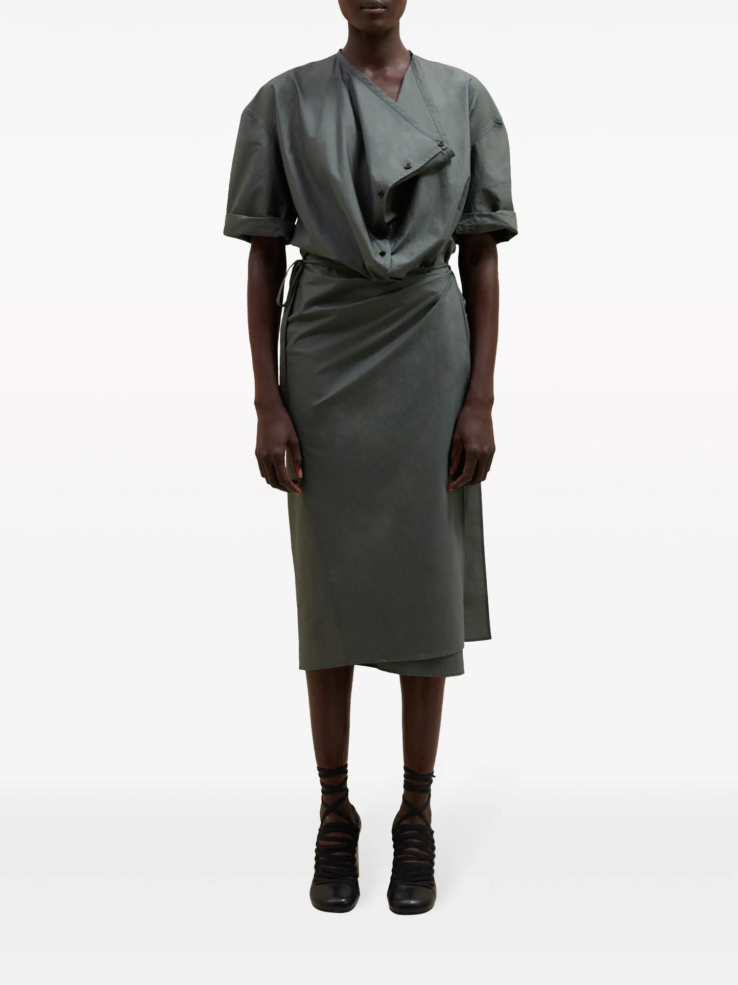 short-sleeve wrap dress