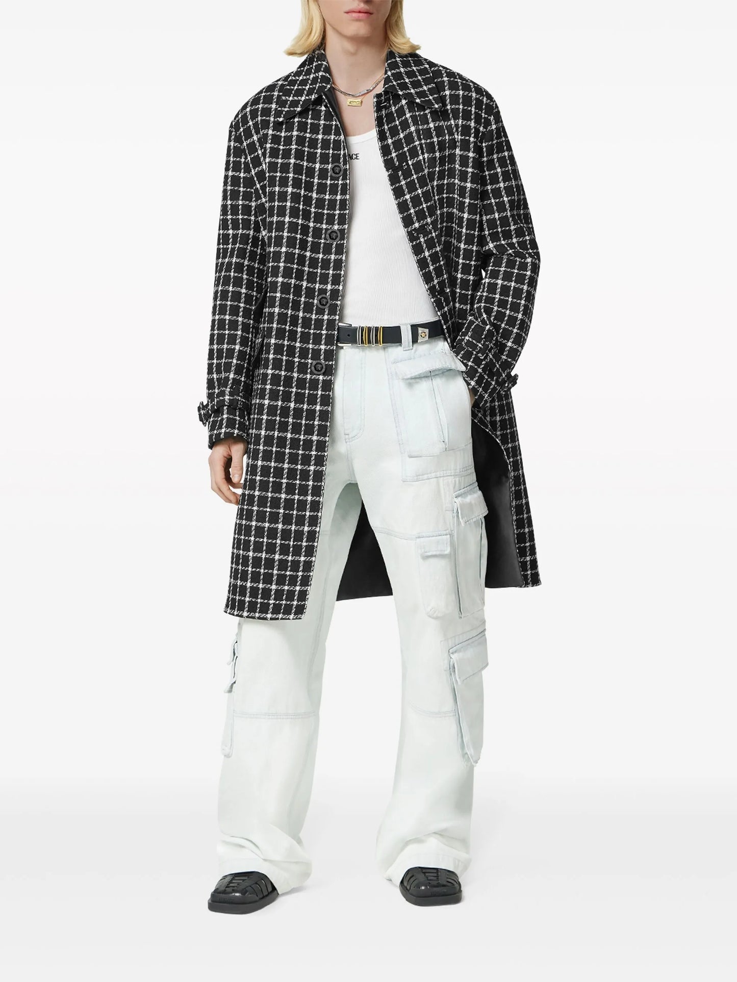 checked single-breasted blazer