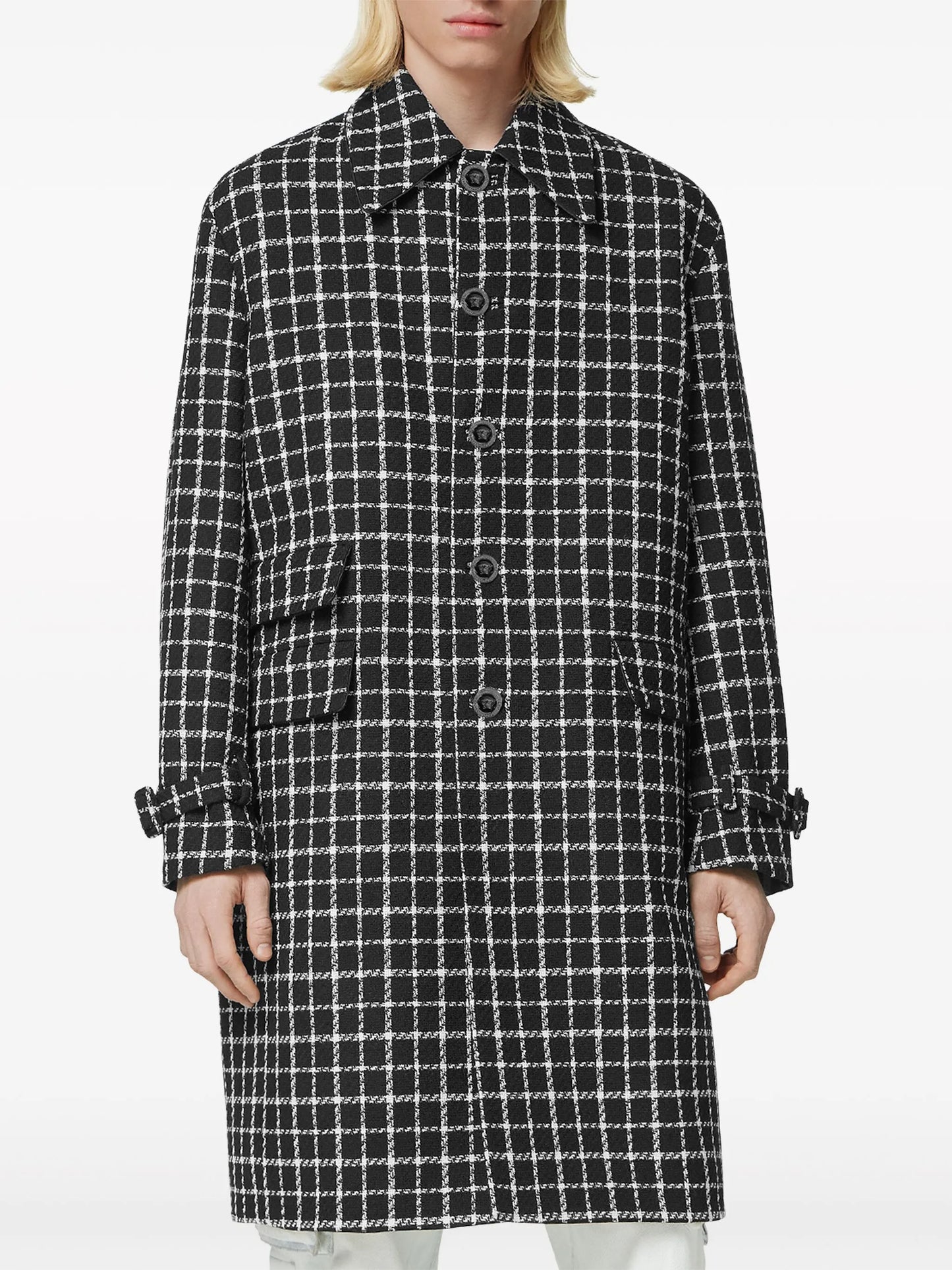 checked single-breasted blazer