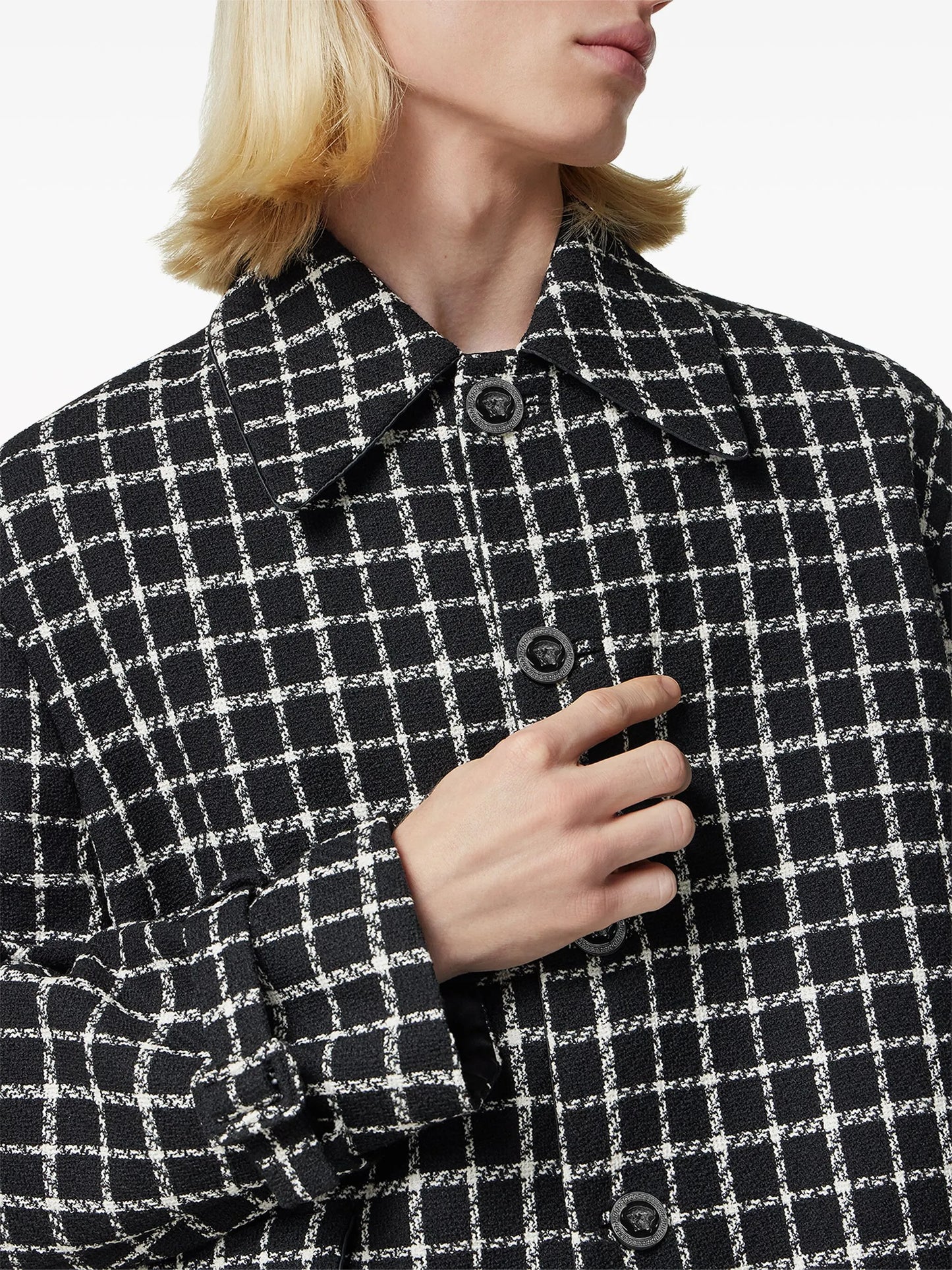 checked single-breasted blazer