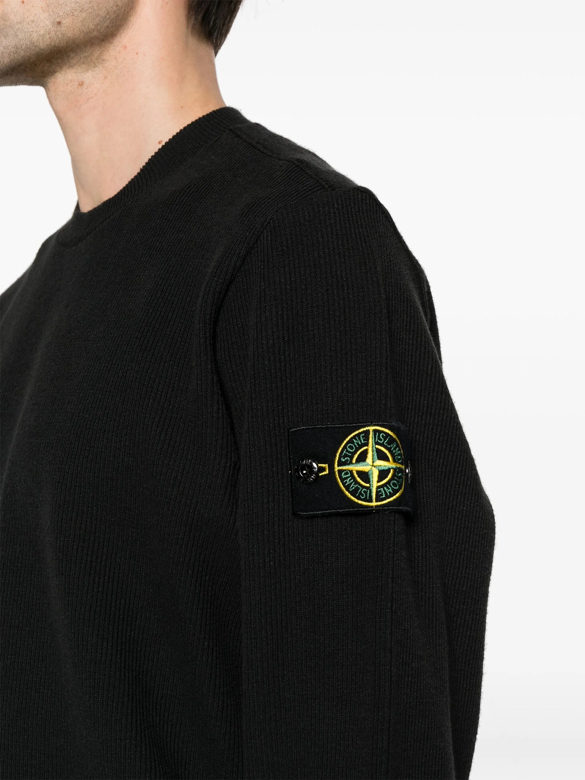 Compass-badge ribbed sweatshirt